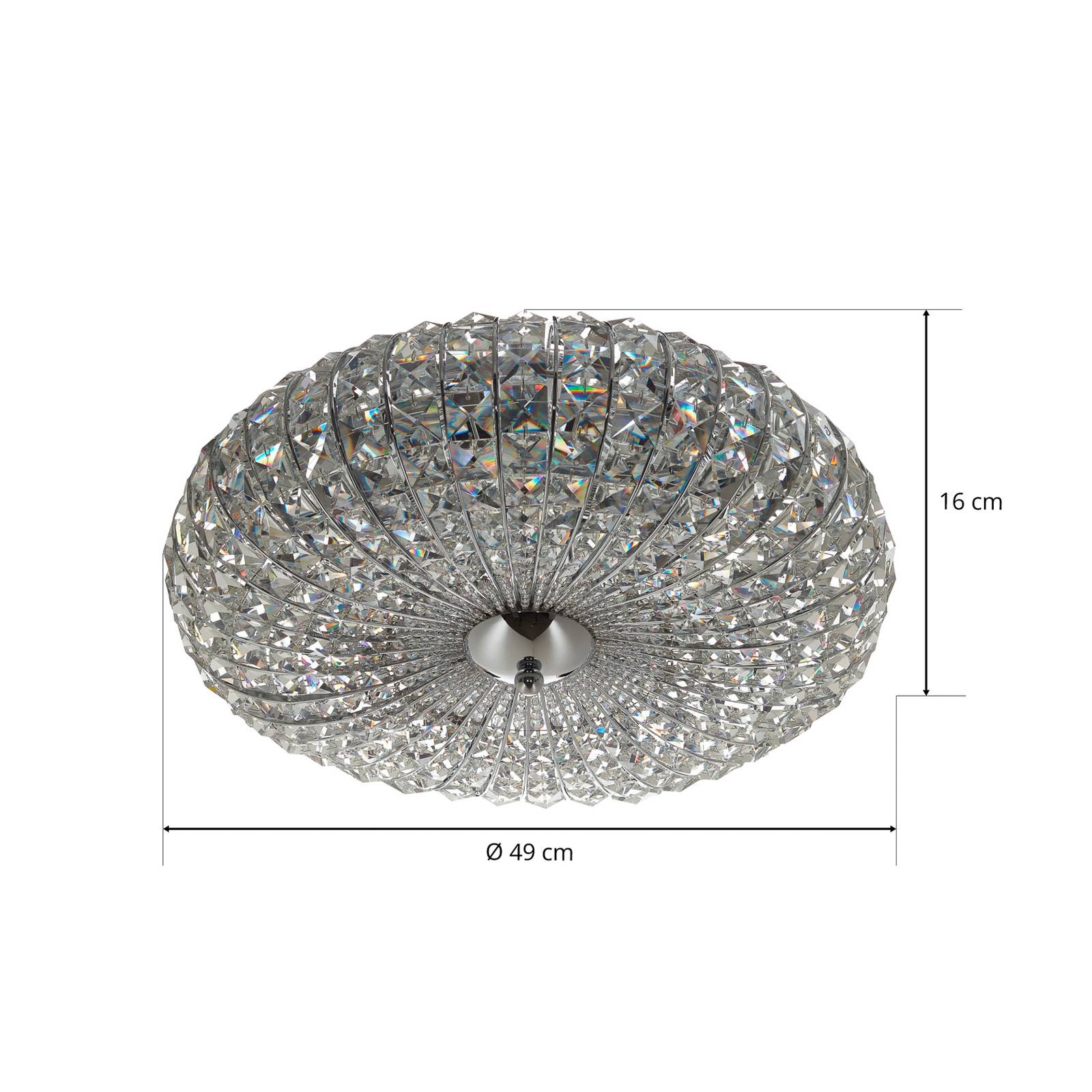 Lampa sufitowa Broche z kryształkami, Ø 49 cm