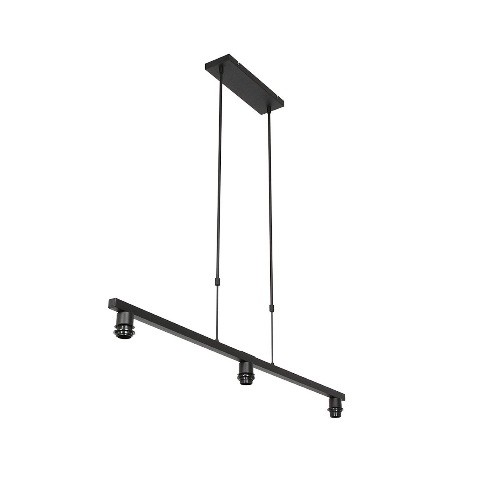 Lampada a sospensione Stang, nero/marrone, lunghezza 140 cm, sughero, a 3 luci.