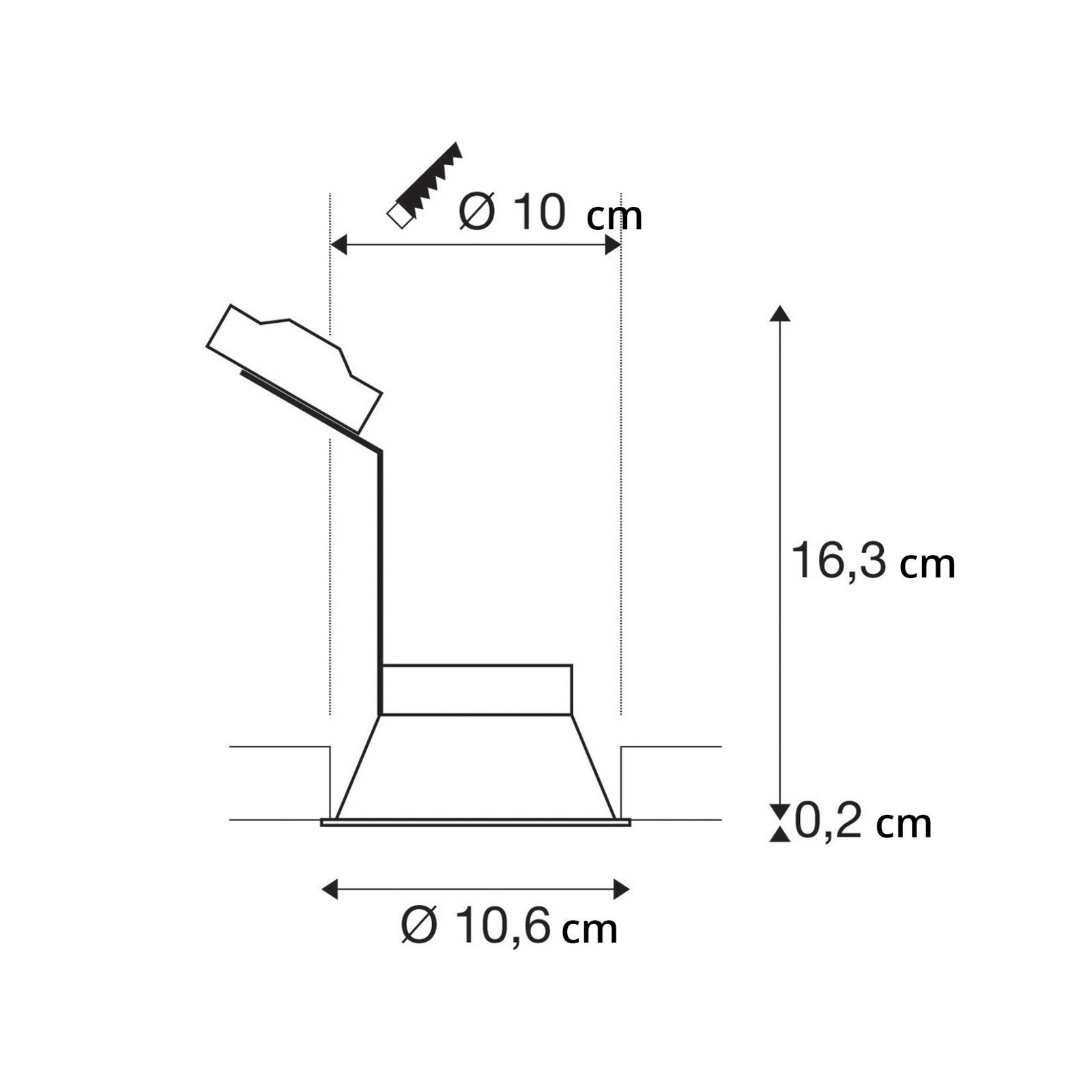 SLV Einbaulampe Horn, QPAR51, weiß, Aluminium, Ø 10,5 cm