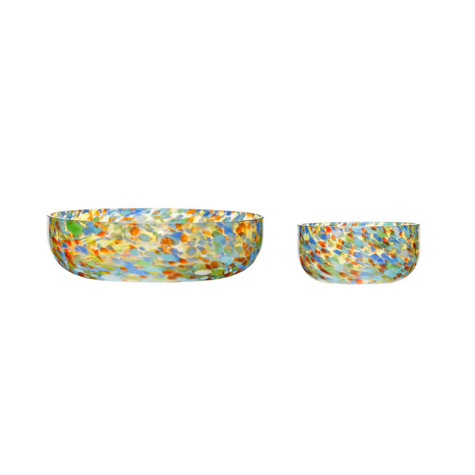 Hübsch Confetti kom, set van 2, glas, Ø 15 & 26 cm