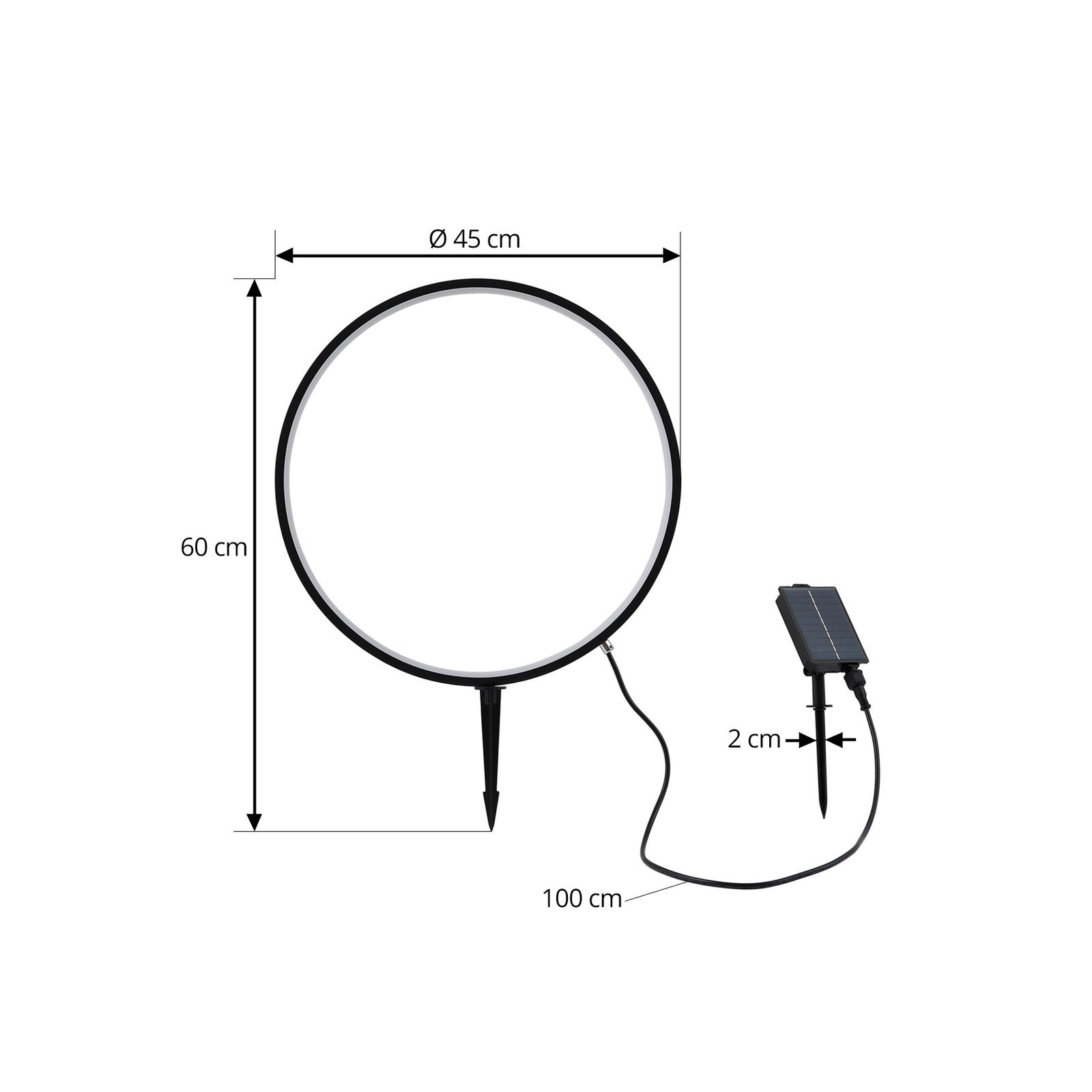 Lindby LED solară solară cu LED-uri Syrene, 45 cm, negru, aluminiu