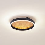 Lucande Plafoniera LED Menulis, nero/oro, PC, Ø 30 cm