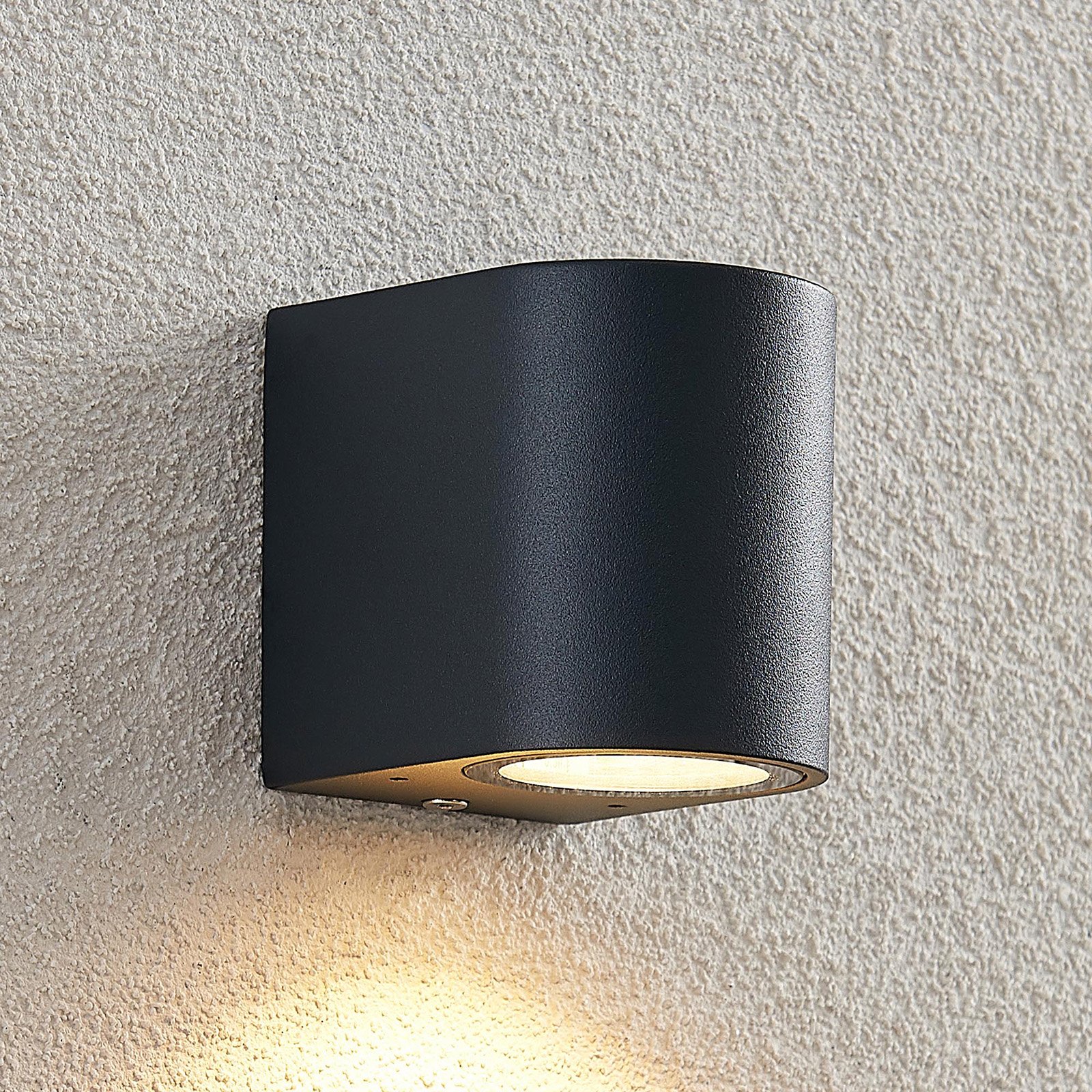 ELC buitenwandlamp Fijona, rond, 8,1 cm, grijs, aluminium