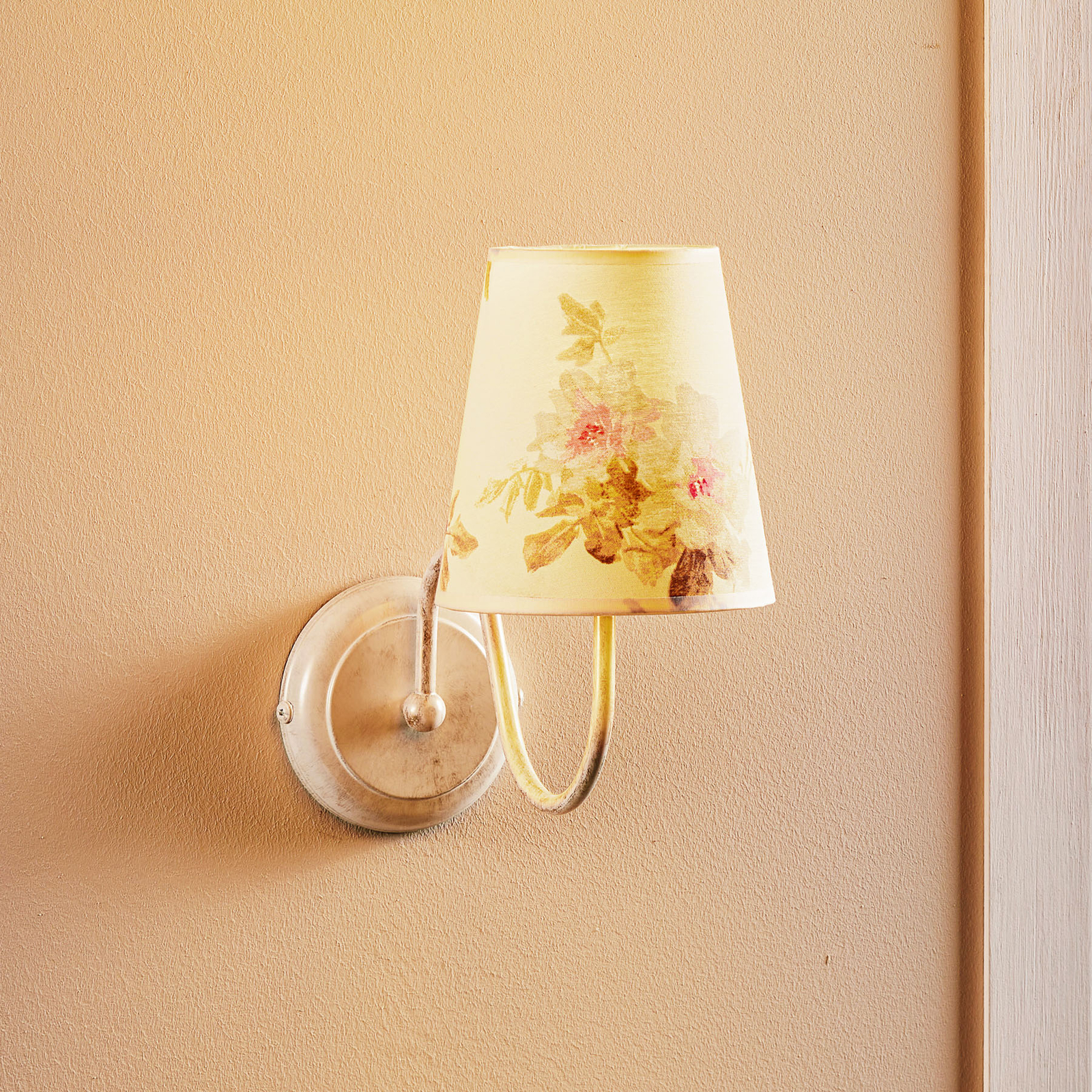 Sara wall light with printed fabric lampshade