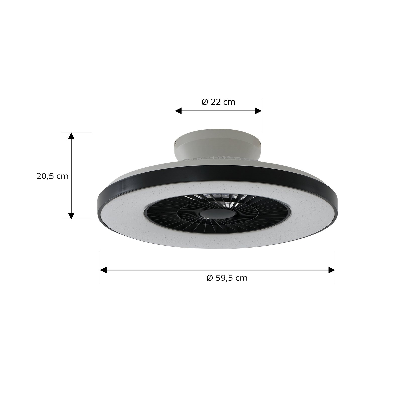Lindby Smart LED stropný ventilátor Paavo, čierny, tichý,Tuya
