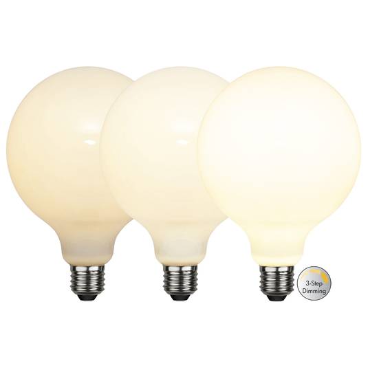 Globe LED bulb E27 G125 7.5 W 3-step dim, opal