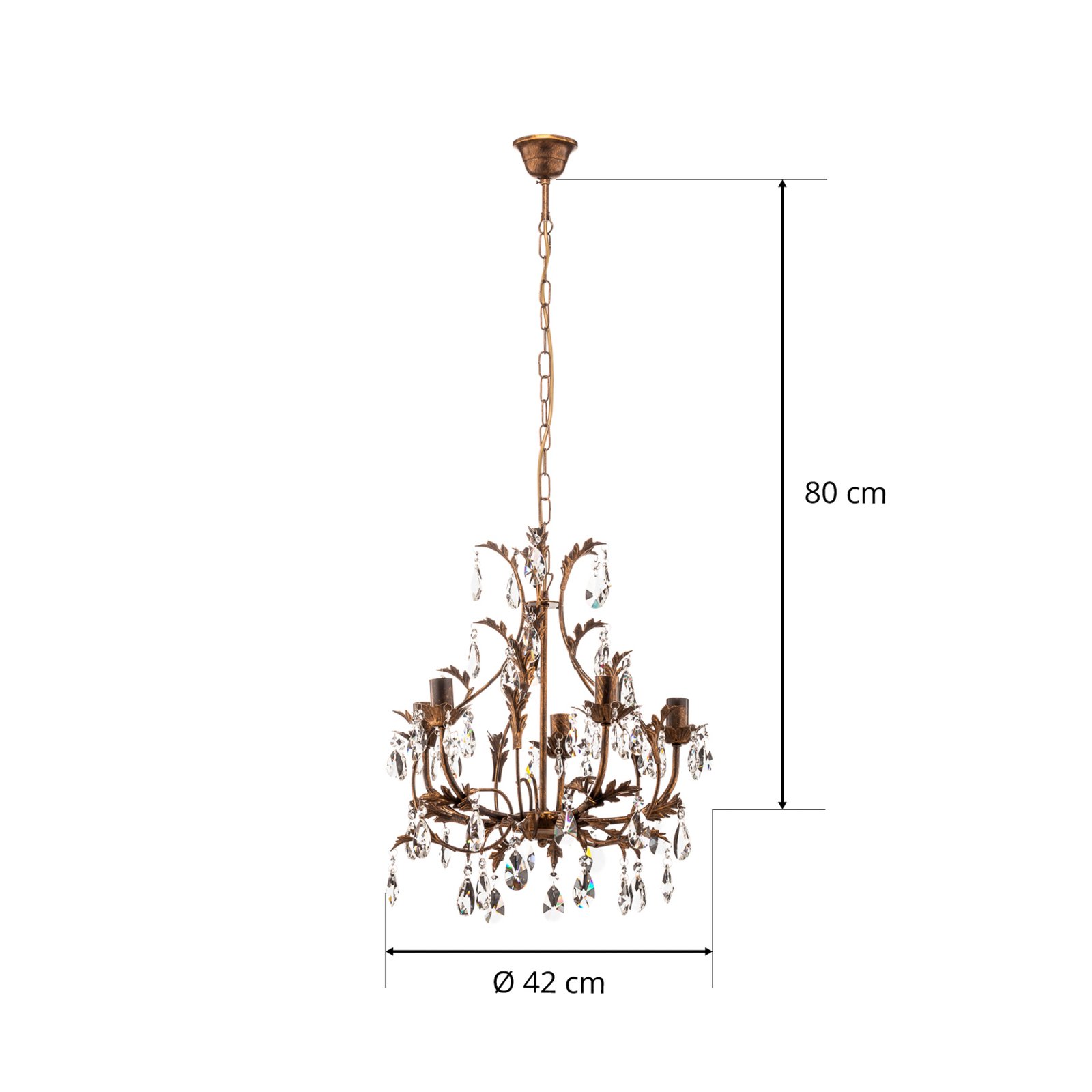 Metal chandelier Botte 5-bulb bronze