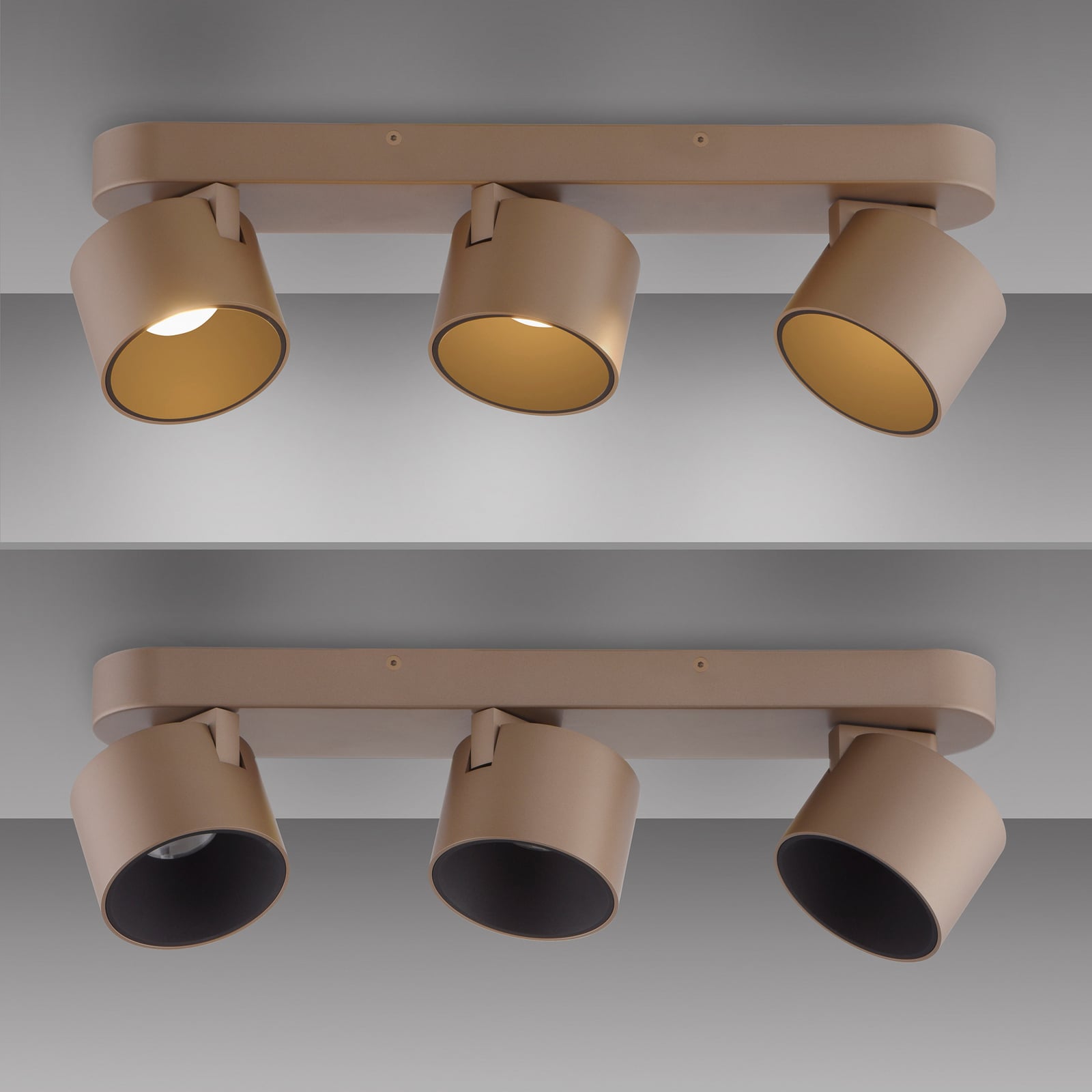 Cup LED-Deckenspot, bronzefarben 56cm, Metall, 3-flg. - PURE Cup LED-Deckenspot, bronzefarben 56cm, Metall, 3-flg. - PURE
