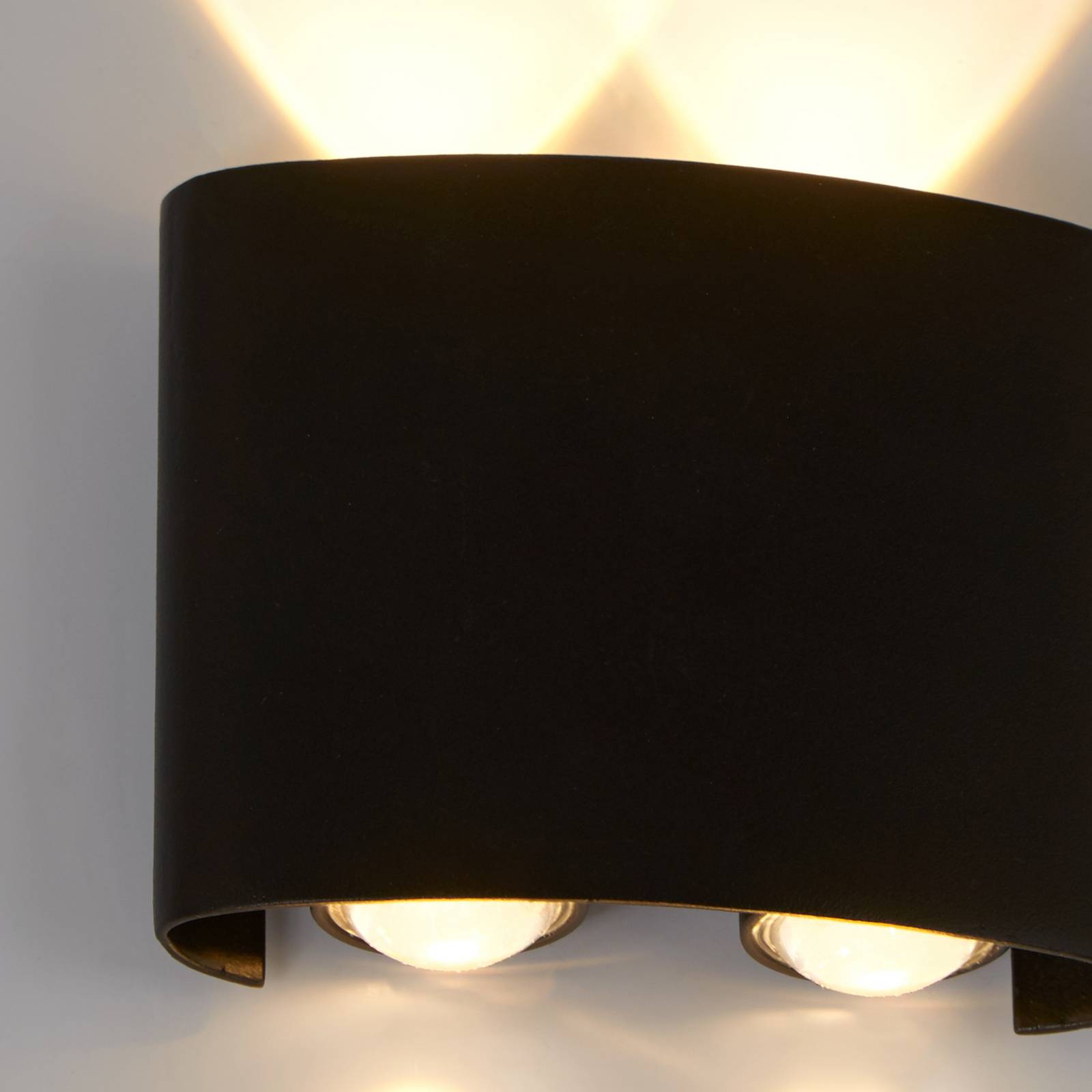 Searchlight Applique d'extérieur LED Shadows, largeur 12 cm, noire, en métal