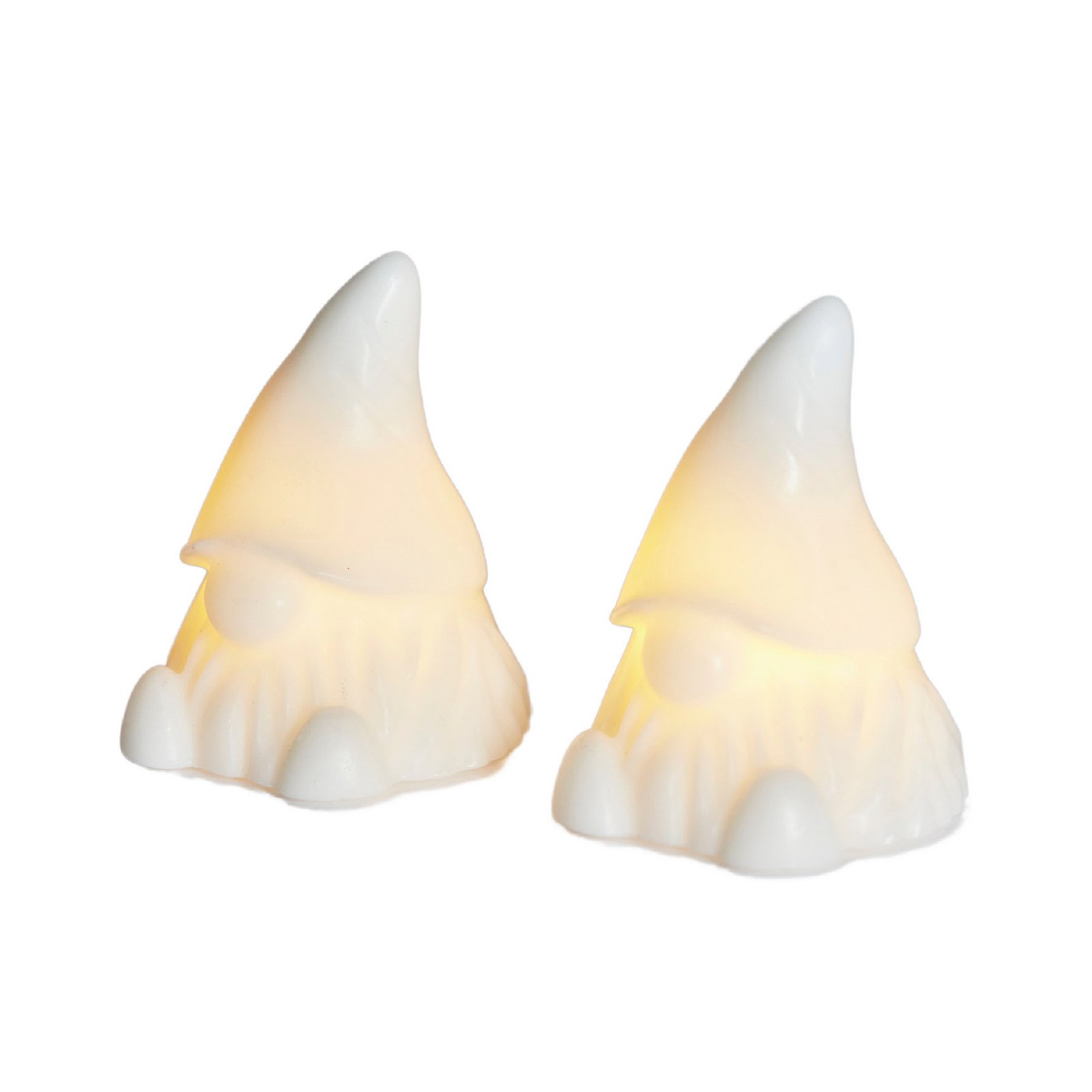 Figura decorativa LED Coco, branca, altura 10 cm, conjunto de 2 pilhas de cera
