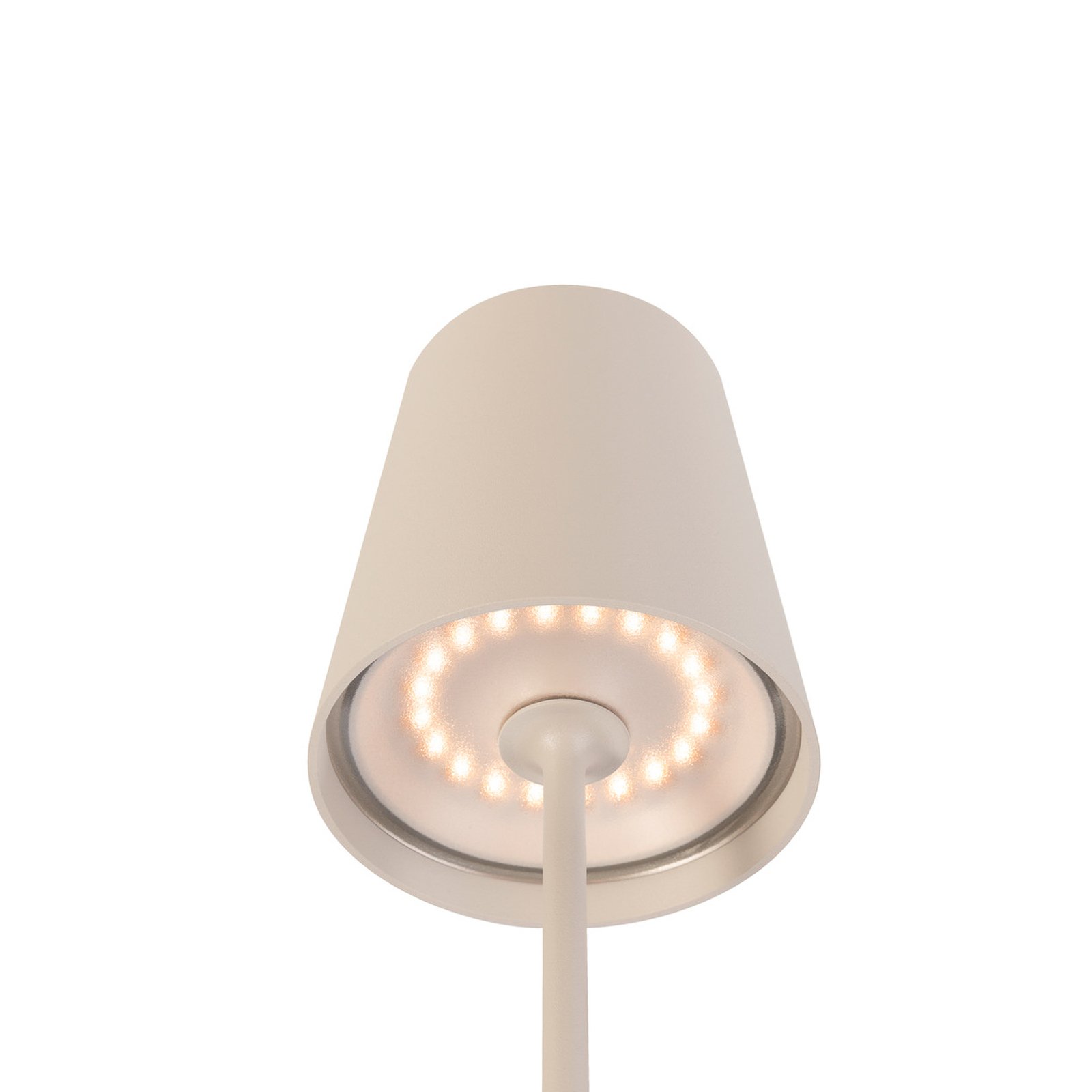 SLV LED-laddningsbar lampa Vinolina Two, beige, aluminium, Ø 11 cm, IP65