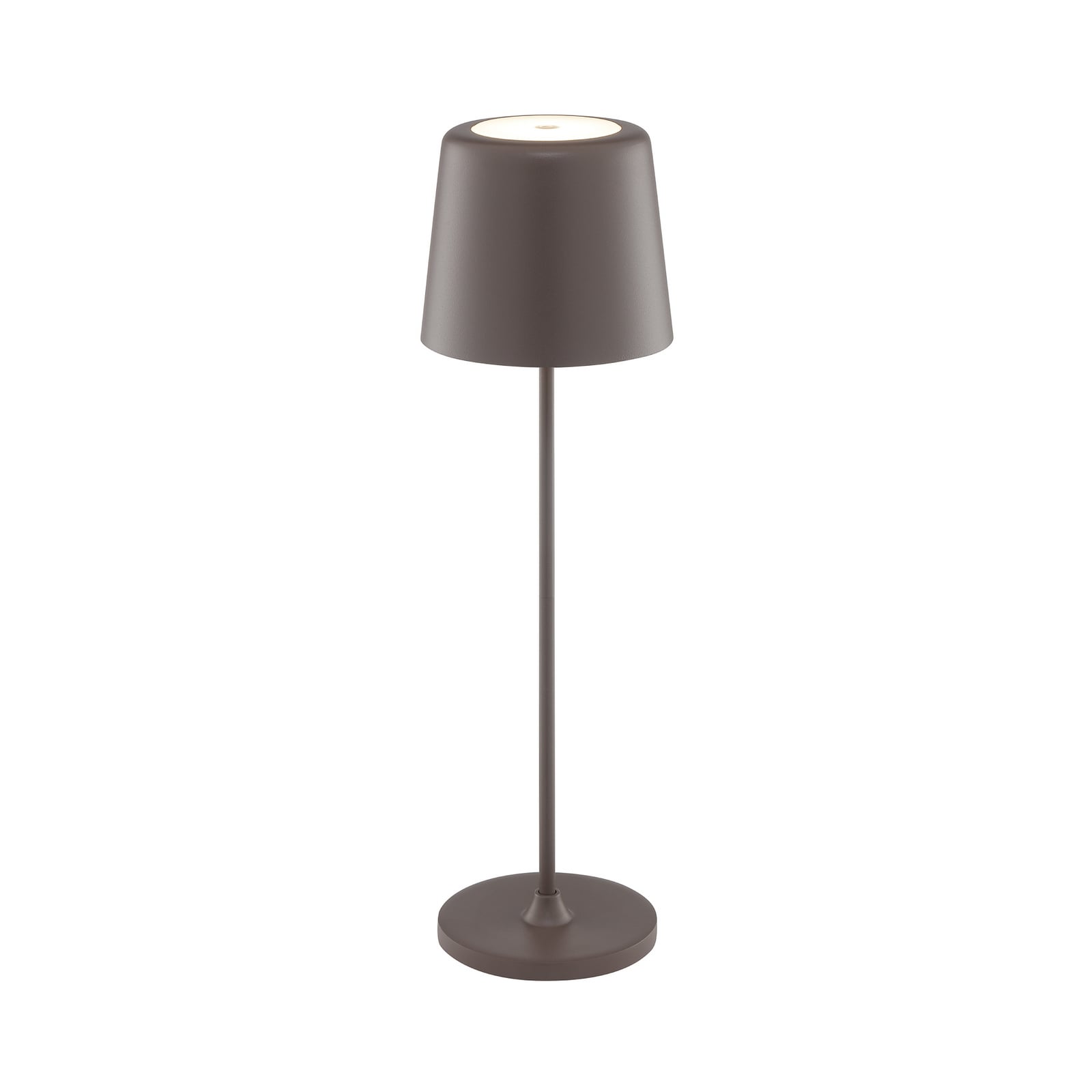 Lampe à poser LED rechargeable Kaami, marron, hauteur 37 cm, IP44, à intensité