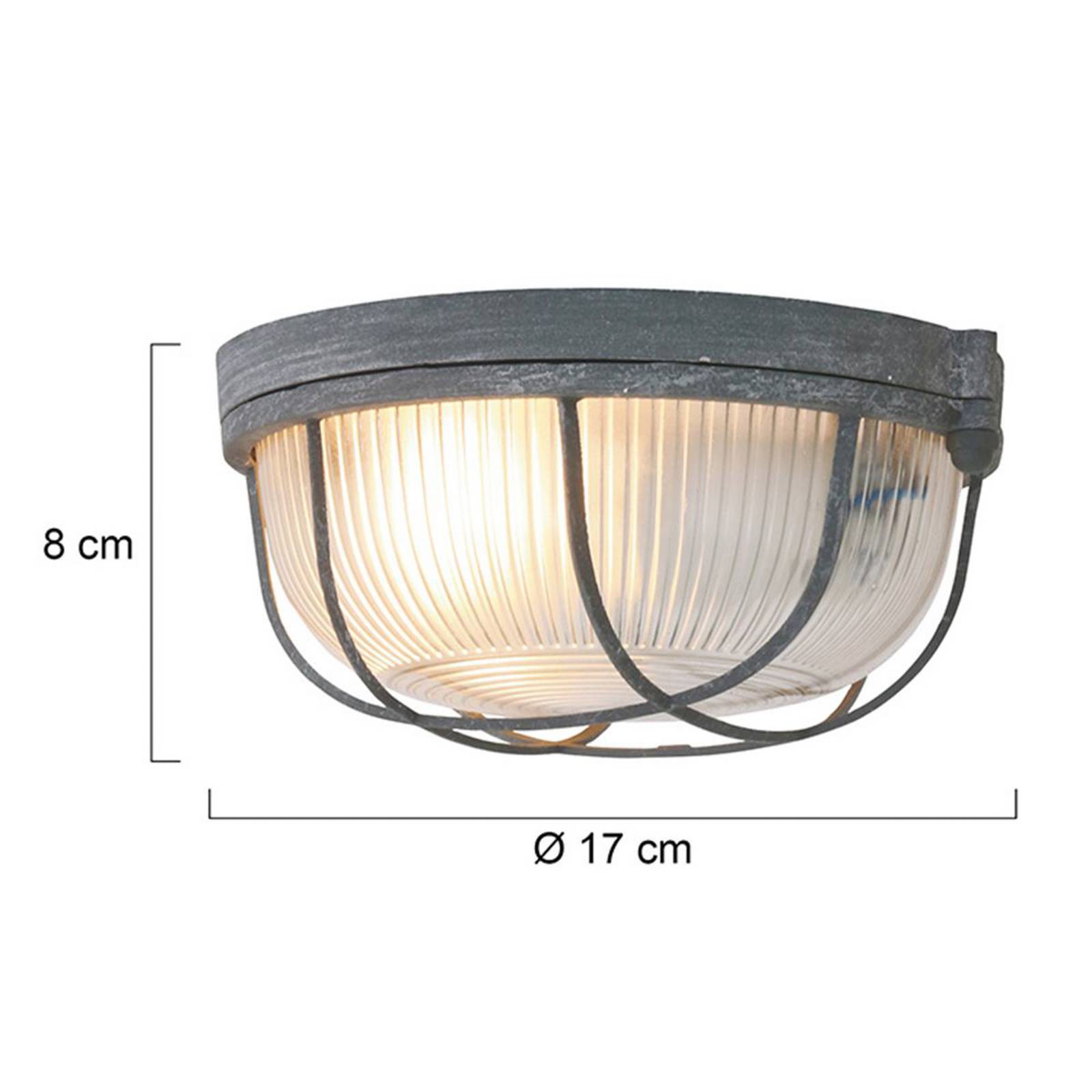Lampa sufitowa Lisanne, szara, Ø 17 cm, metal, szkło, E27