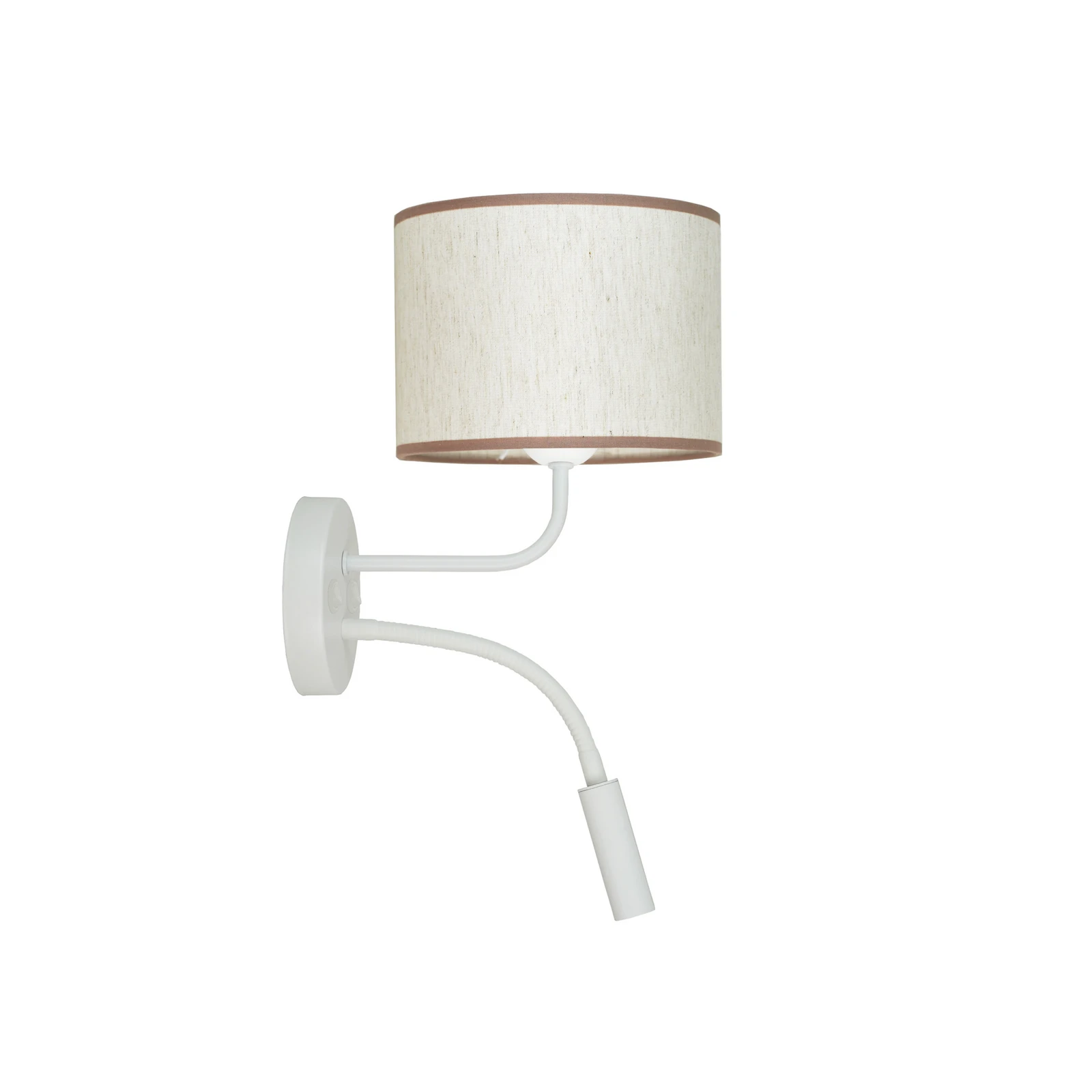 Vegglampe Roller, bomullsvit, hvit, med leselampe