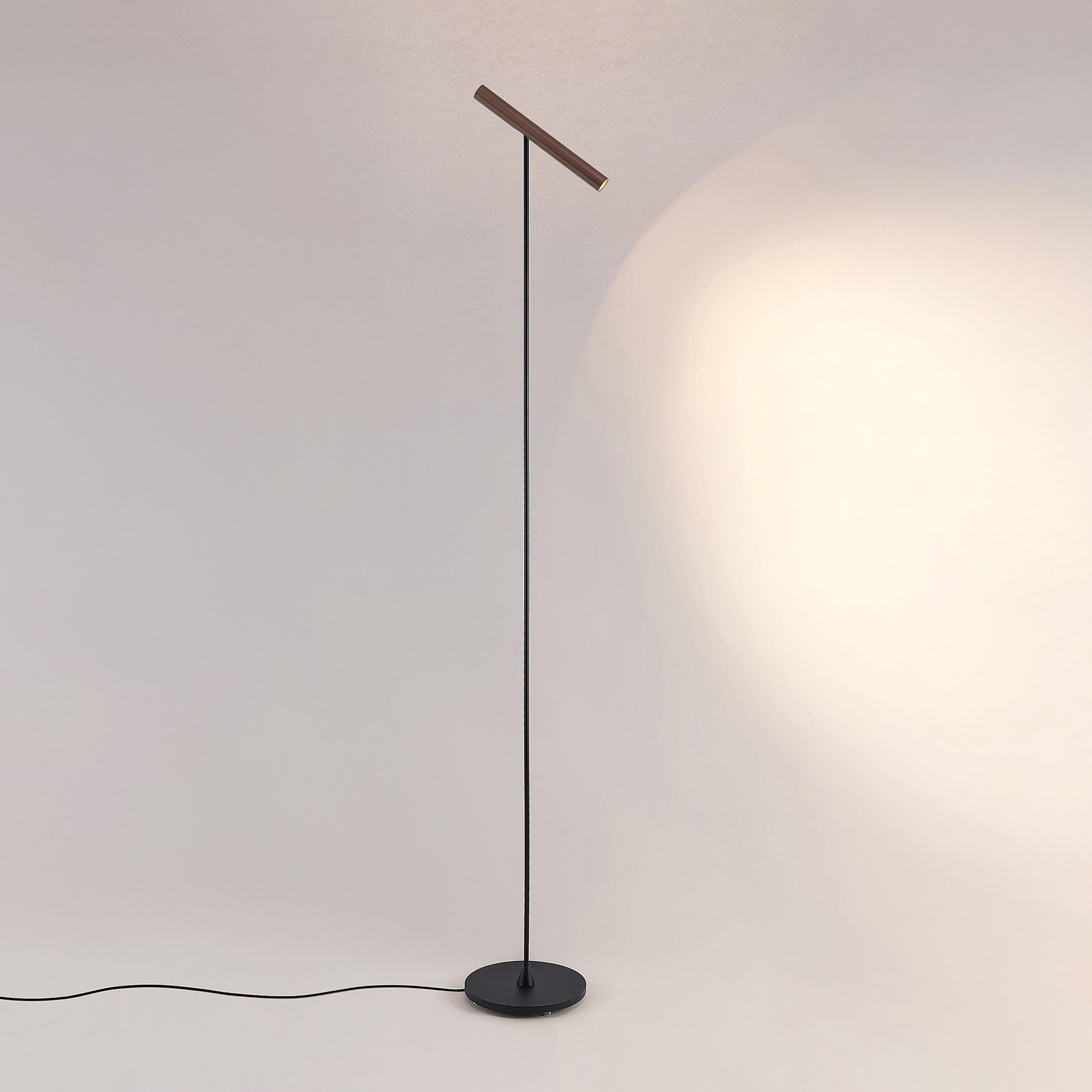 Molto Luce LED floor lamp Meyjo F, black/coffee brown, aluminium