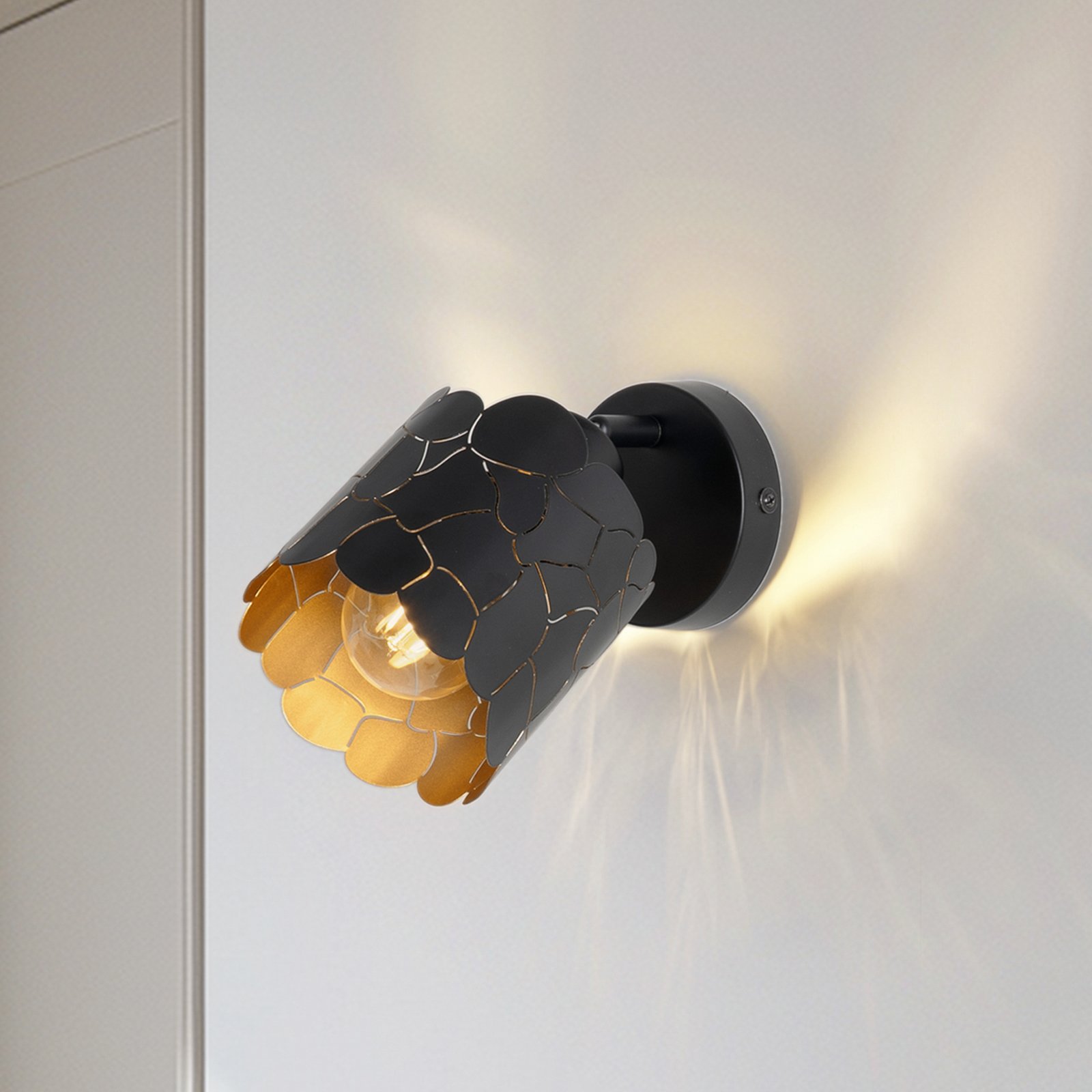 Aralena Wandleuchte Ø 12 cm einflammig schwarz/gold - Lindby