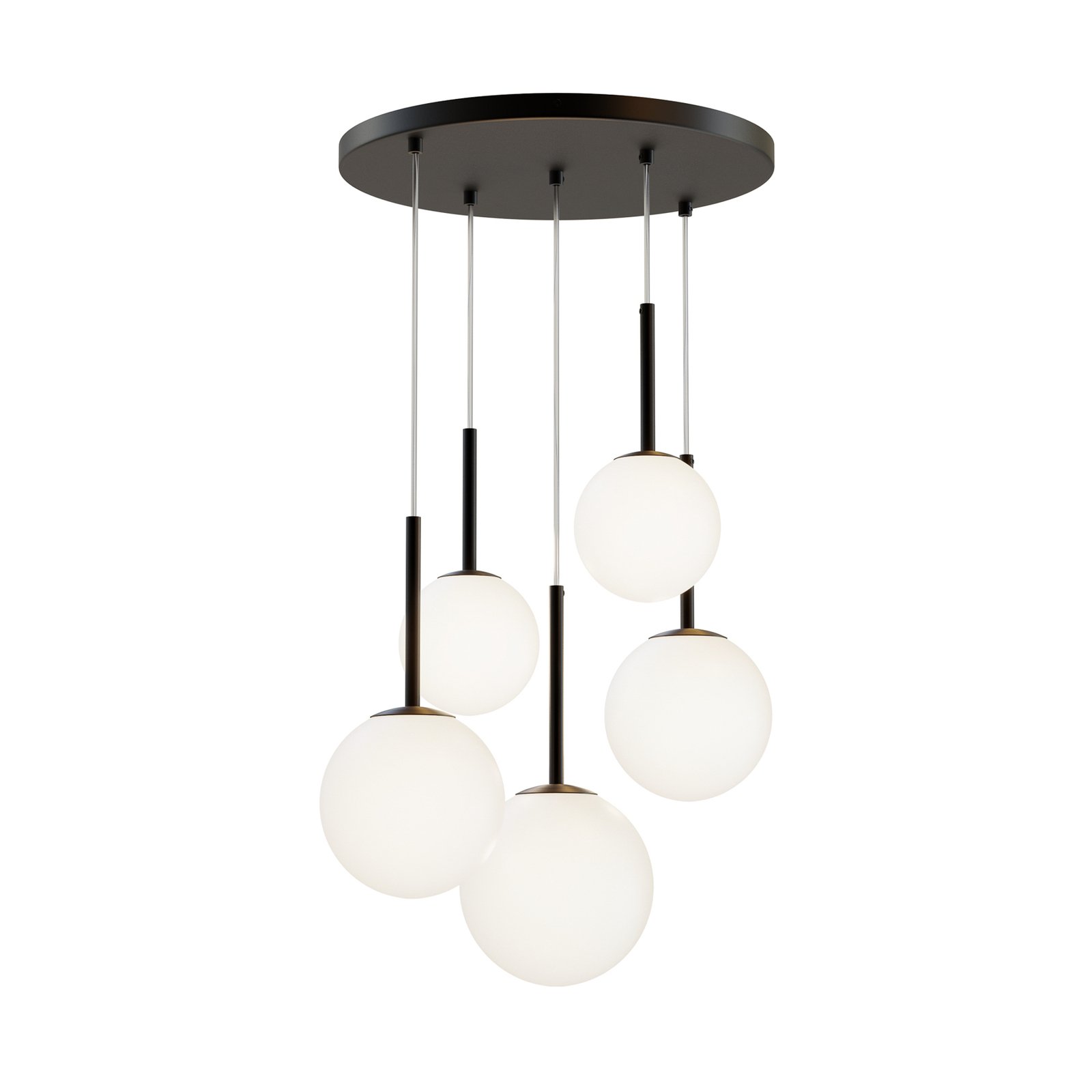 Maytoni hanging light Basic form, black, Ø 58 cm, 5-bulb glass