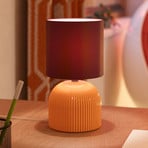 Tafellamp Rocoso, oranje/bordeauxrood, keramiek, textiel, 25,5 cm