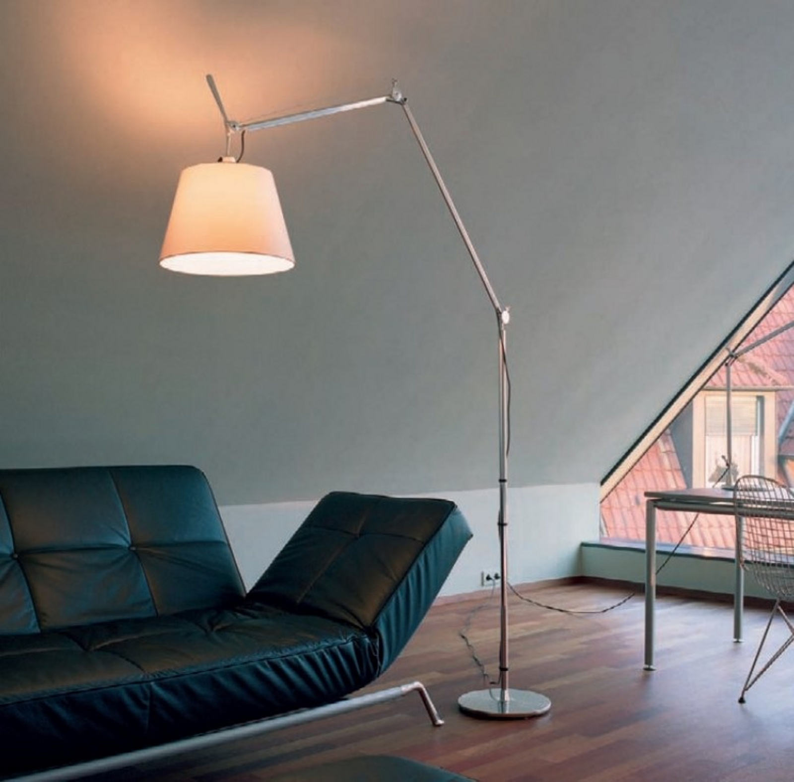 Tolomeo Mega Lampadaire avec Variateur Ø360 Parchemin/Aluminium - Artemide