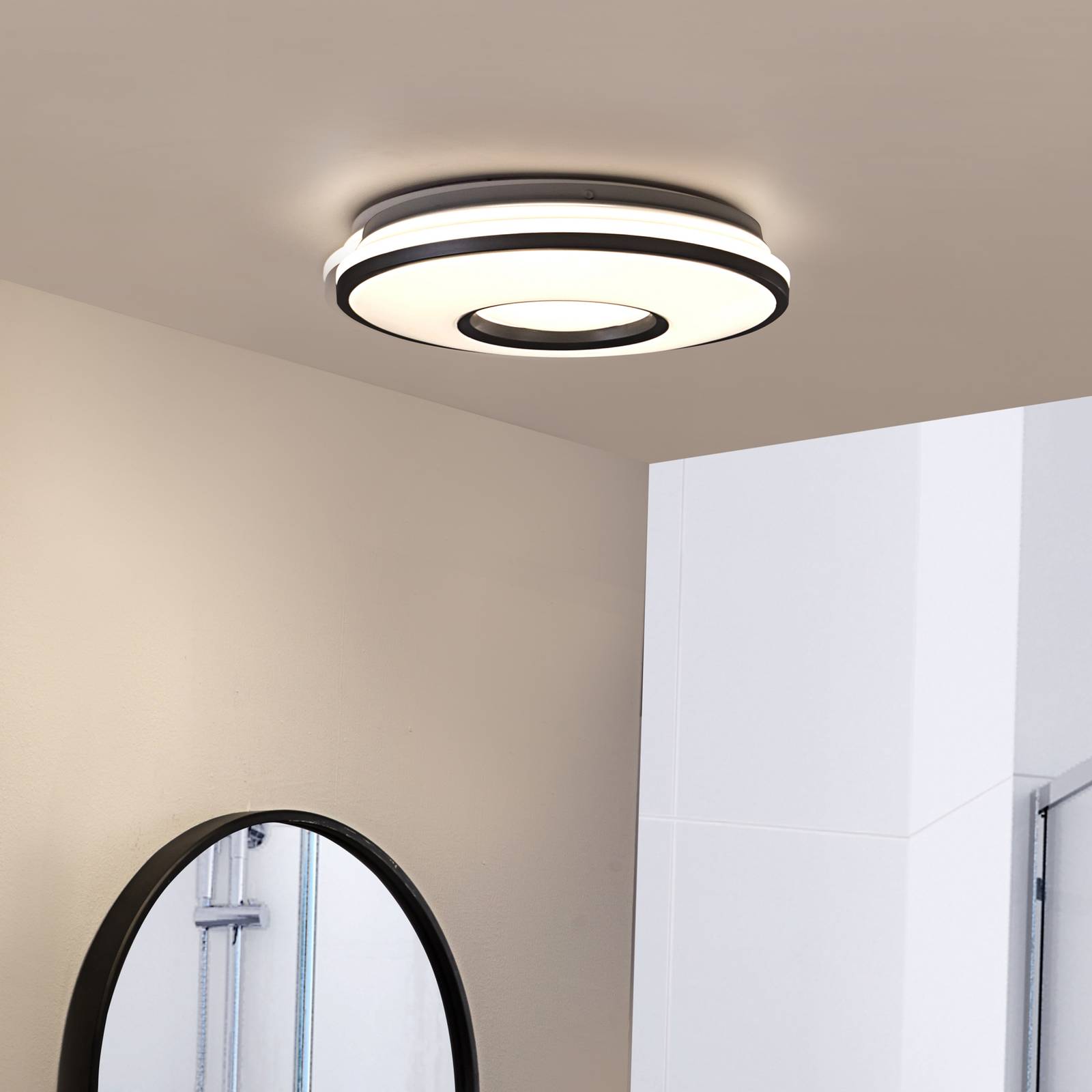 Lindby LED-taklampe Furgo sølv/hvit plast IP44