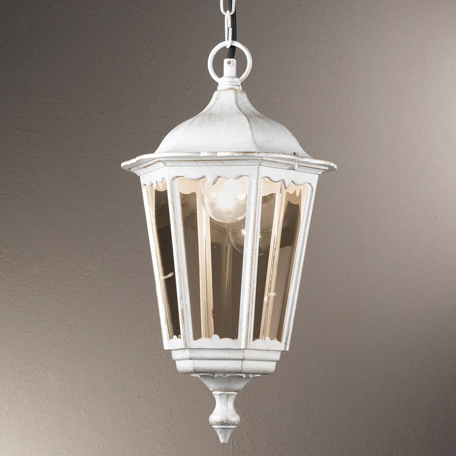 Puchberg pendant light for outside, white and gold
