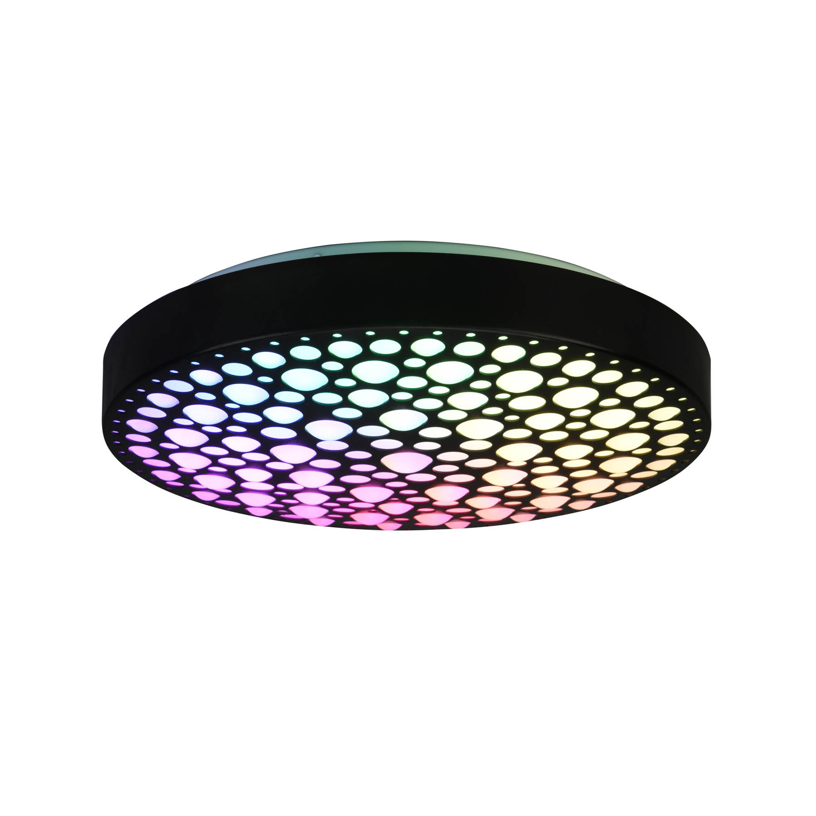 LED stropna svetilka Chizu Ø 40,5 cm zatemnljiva RGB črna