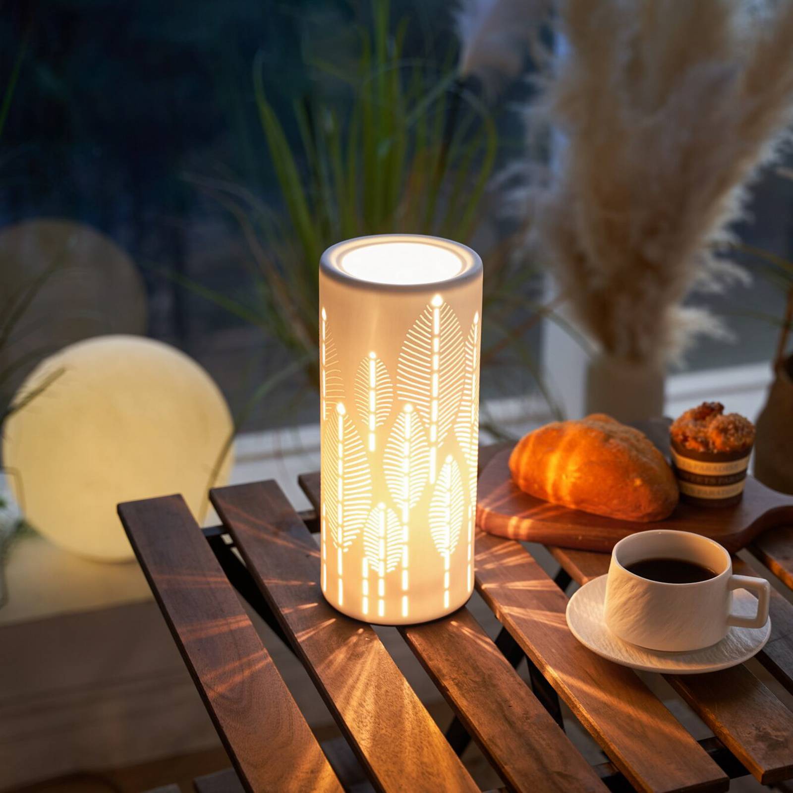  Pauleen Pauleen Tischlampe Warm Sunkiss, Weiß, Höhe 27 Cm, Porzellan 