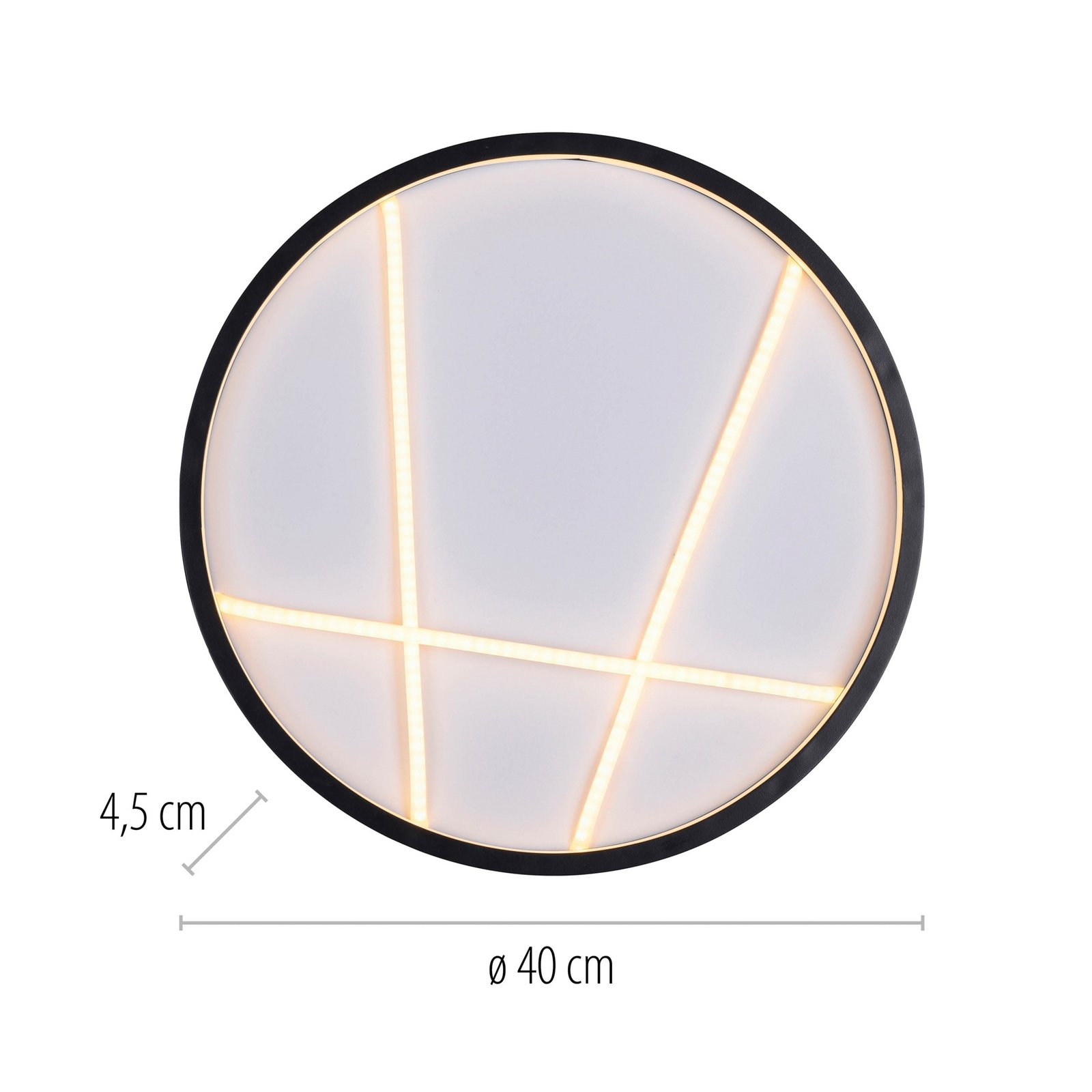 JUST LIGHT. LED plafondlamp Mikado, Ø 40 cm, zwart 