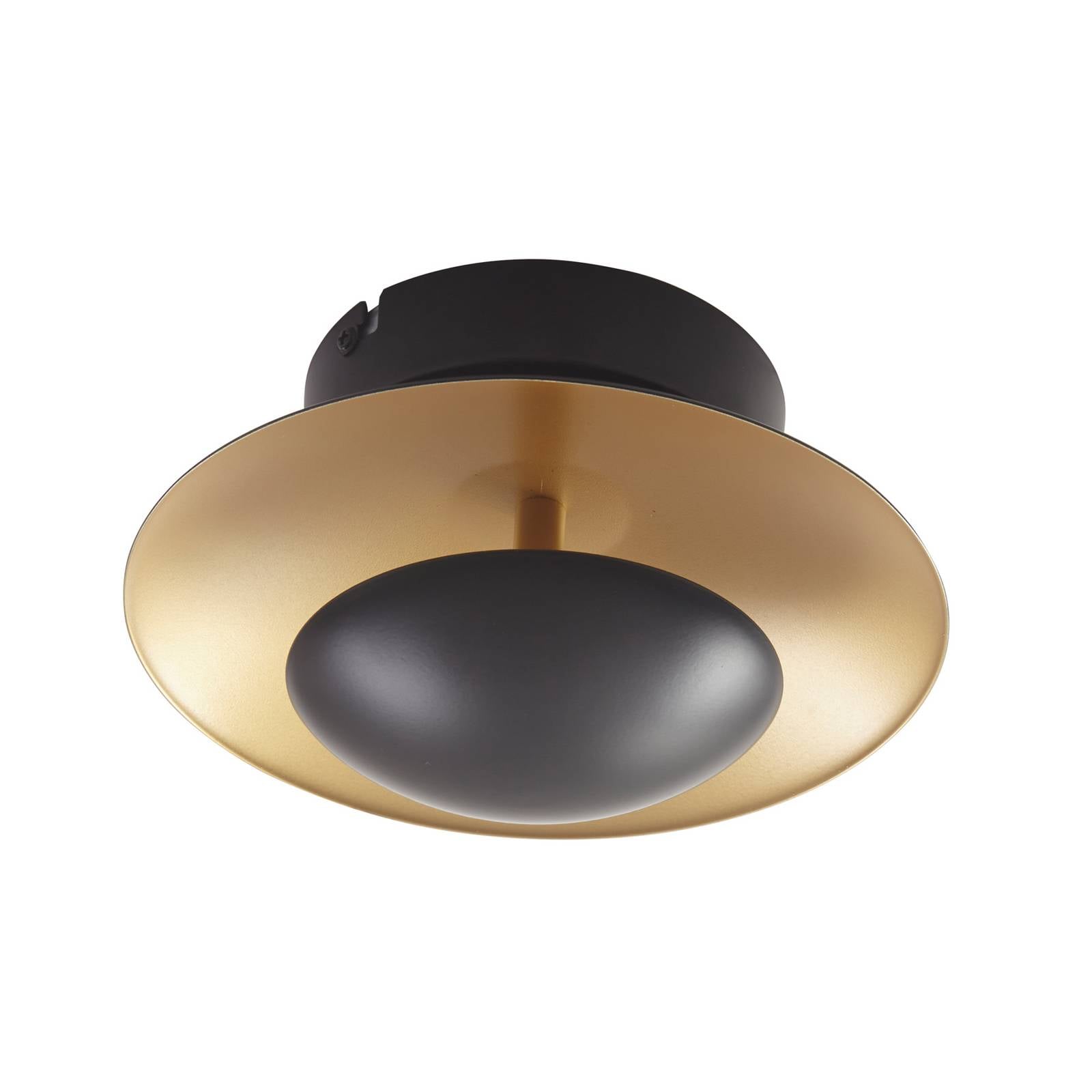 Lindby LED-Deckenlampe Tiama, Metall, schwarz/gold, Ø 20 cm