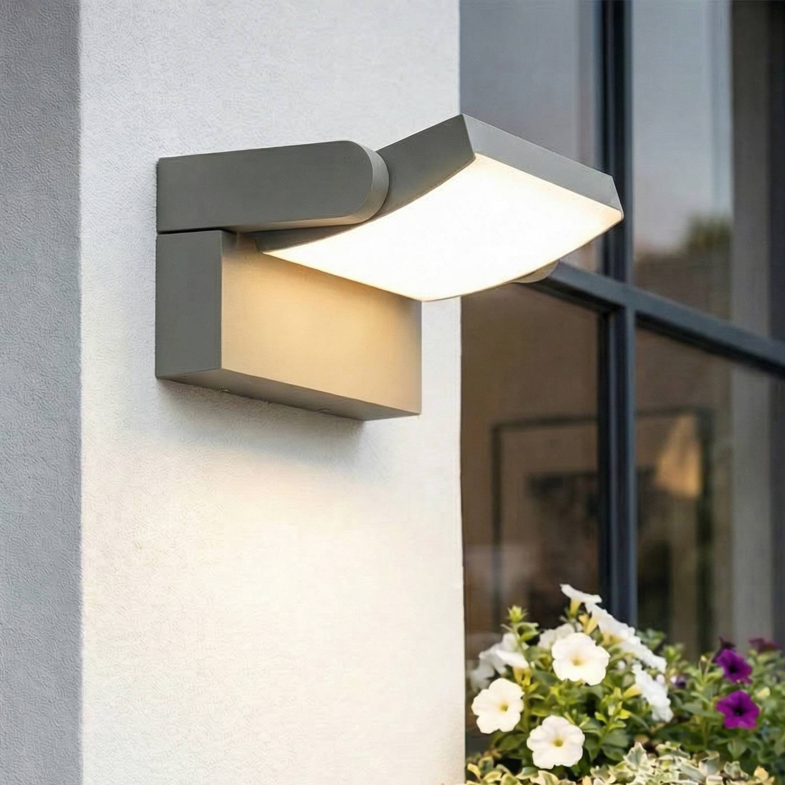 Applique d'extérieur LED Lindby Sherin, grise, IP54, orientable