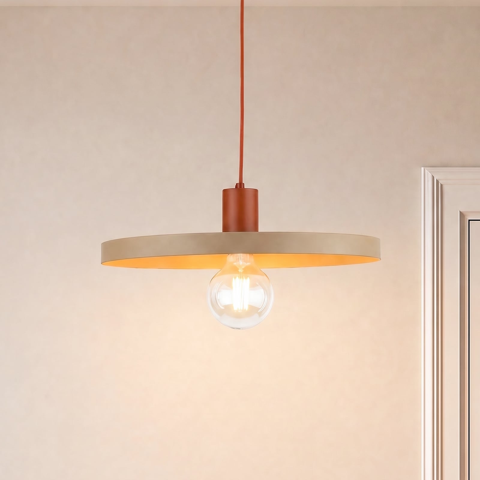 Suspension Sila, sable/rouge, métal, Ø 45 cm, E27