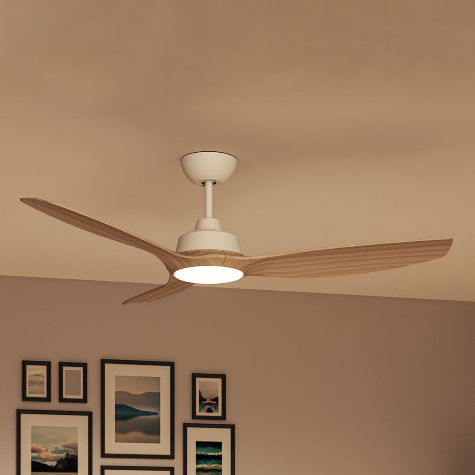 Ventilatore LED Philips Olas, Ø 132 cm, marrone/bianco, silenzioso