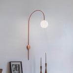 Una wall light, metal, glass, coral red