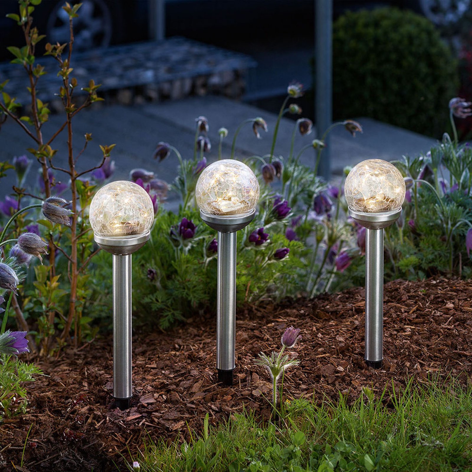Solární LED světlo dekorativní Golden Balls 3ks