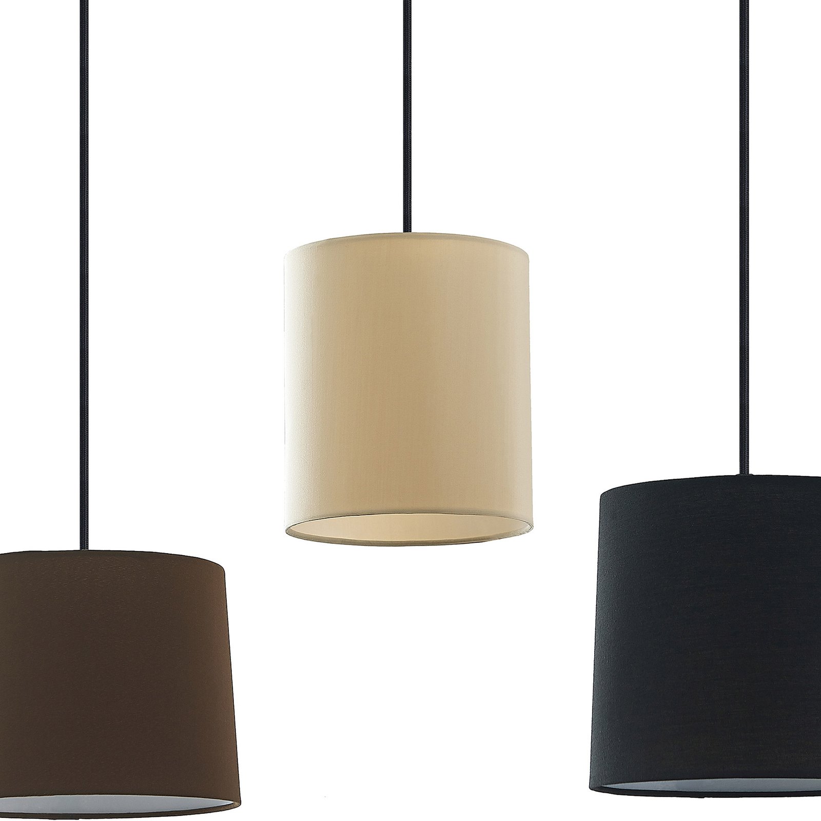 Lindby Hängeleuchte Amilia, Stoff, 5-flg., grau/beige, E27