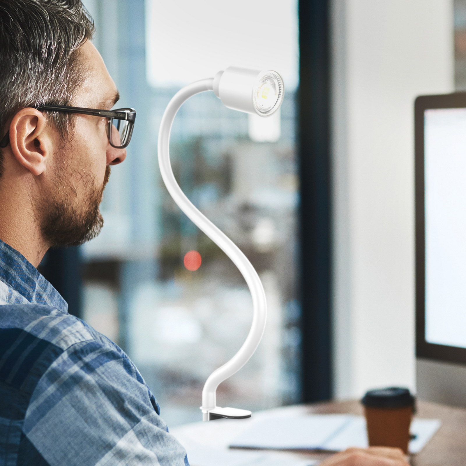 Klemmleuchte Snake, weiß, Metall, GU10 LED 3.000 K