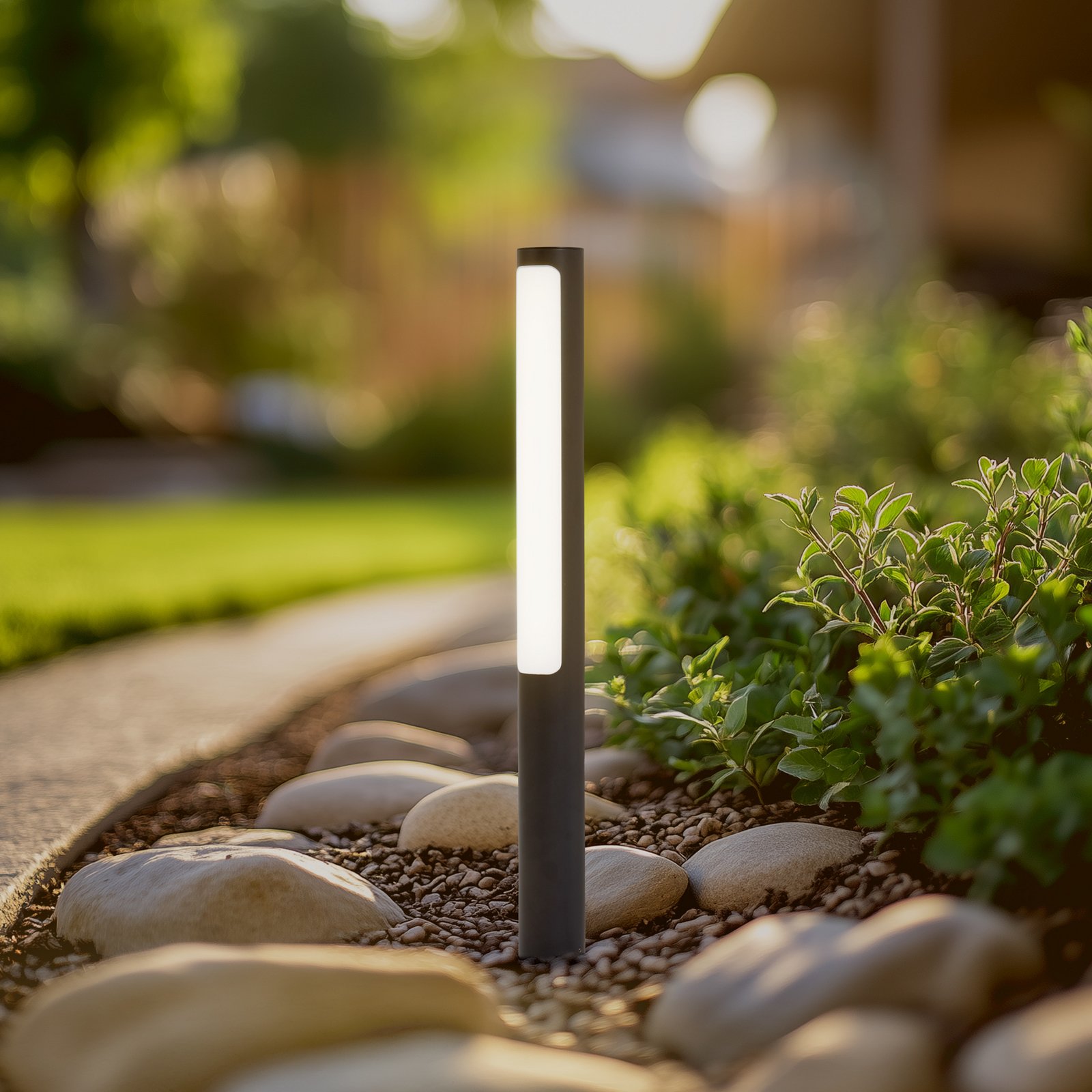 Lucande LED path light Tuberia, anthracite, metal, 80 cm