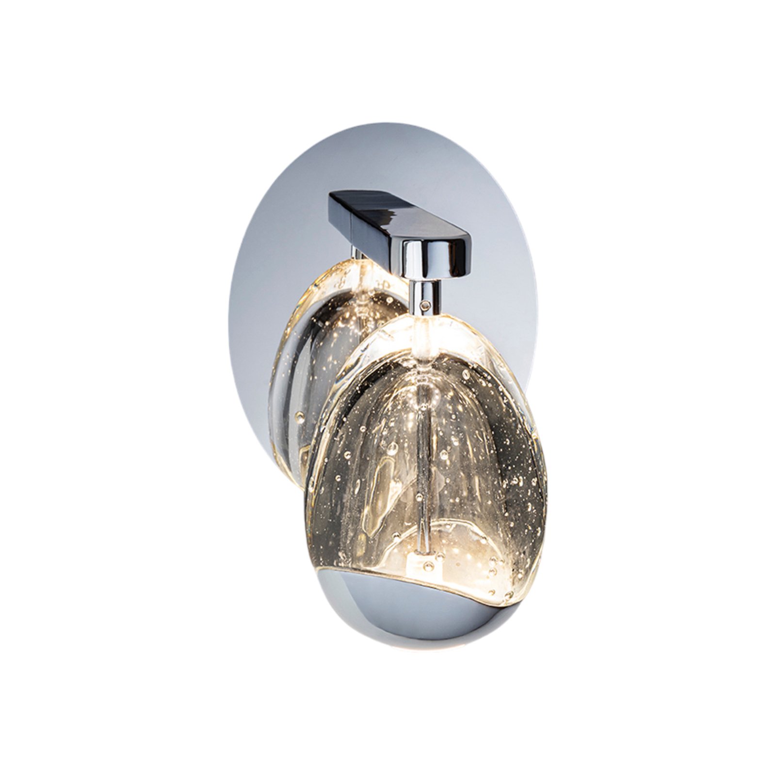 LED-vegglampe Rocio, metall, glass, 1-lys, krom