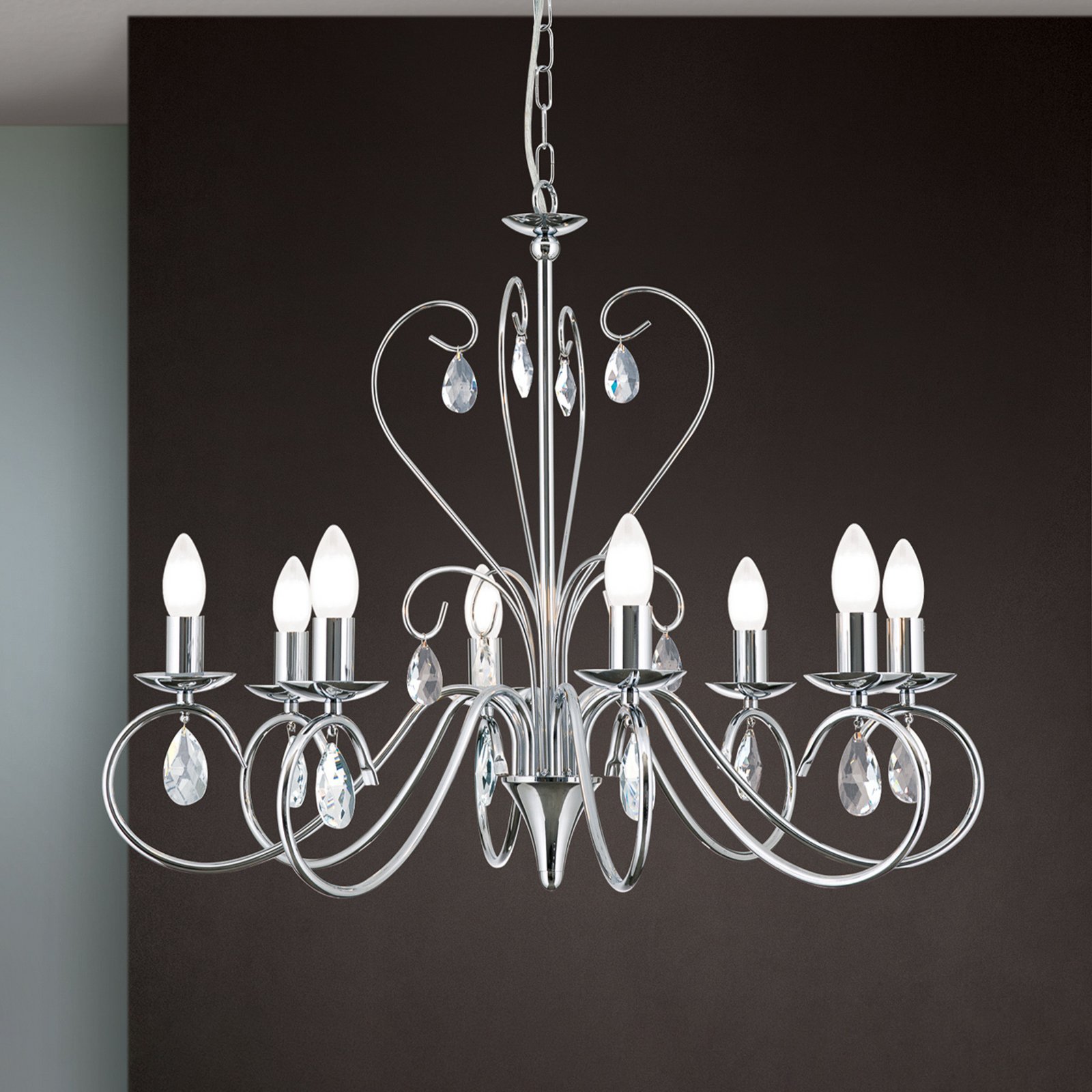 Fioretto Chandelier Graceful Eight Bulbs Chrome