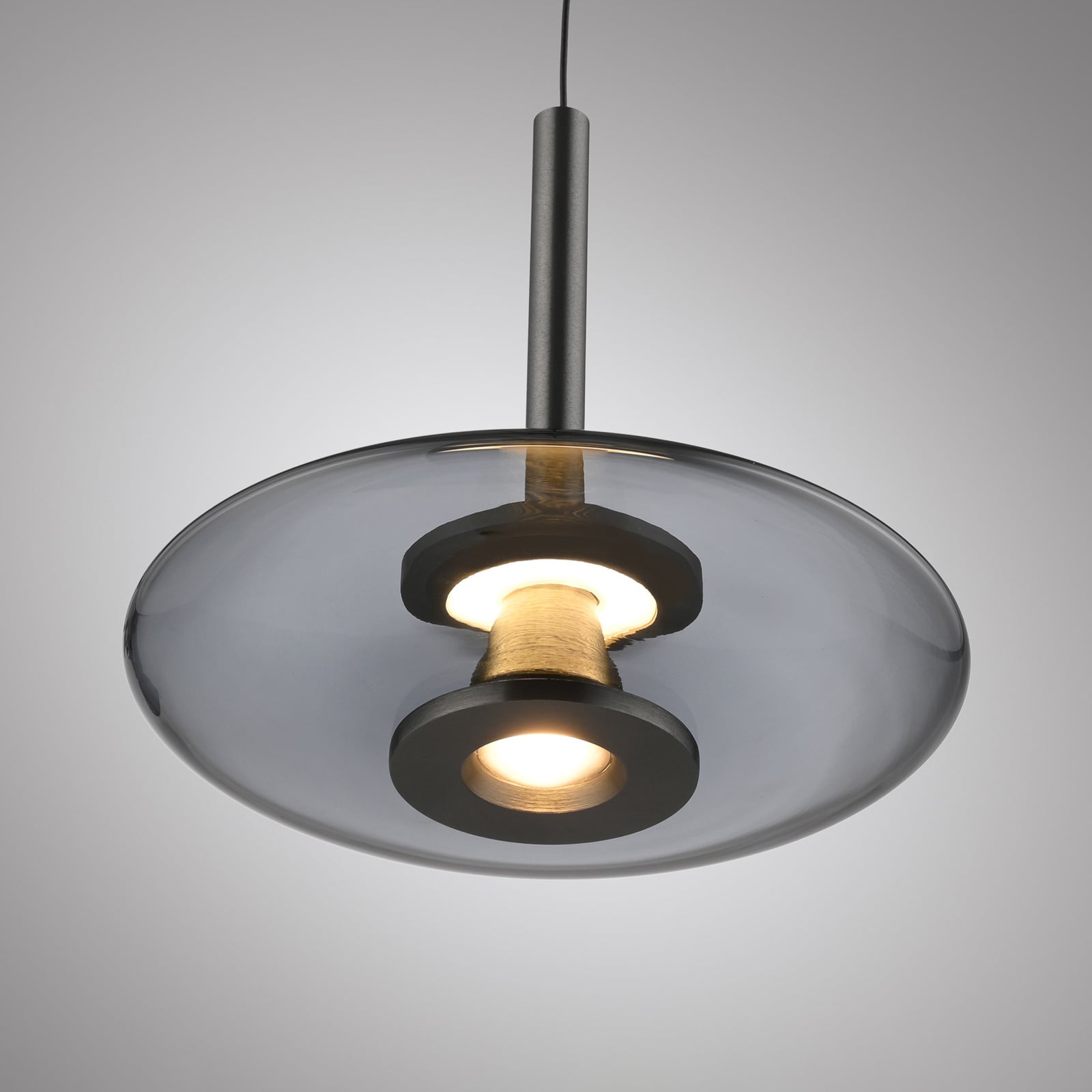 Suspension LED Vitrum, grise, verre/aluminium, à 3 lampes - PURE Suspension LED Vitrum, grise, verre/aluminium, à 3 lampes - PURE