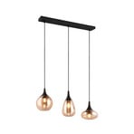 Lumina taklampa, 3-ljus, svart/amber, glas