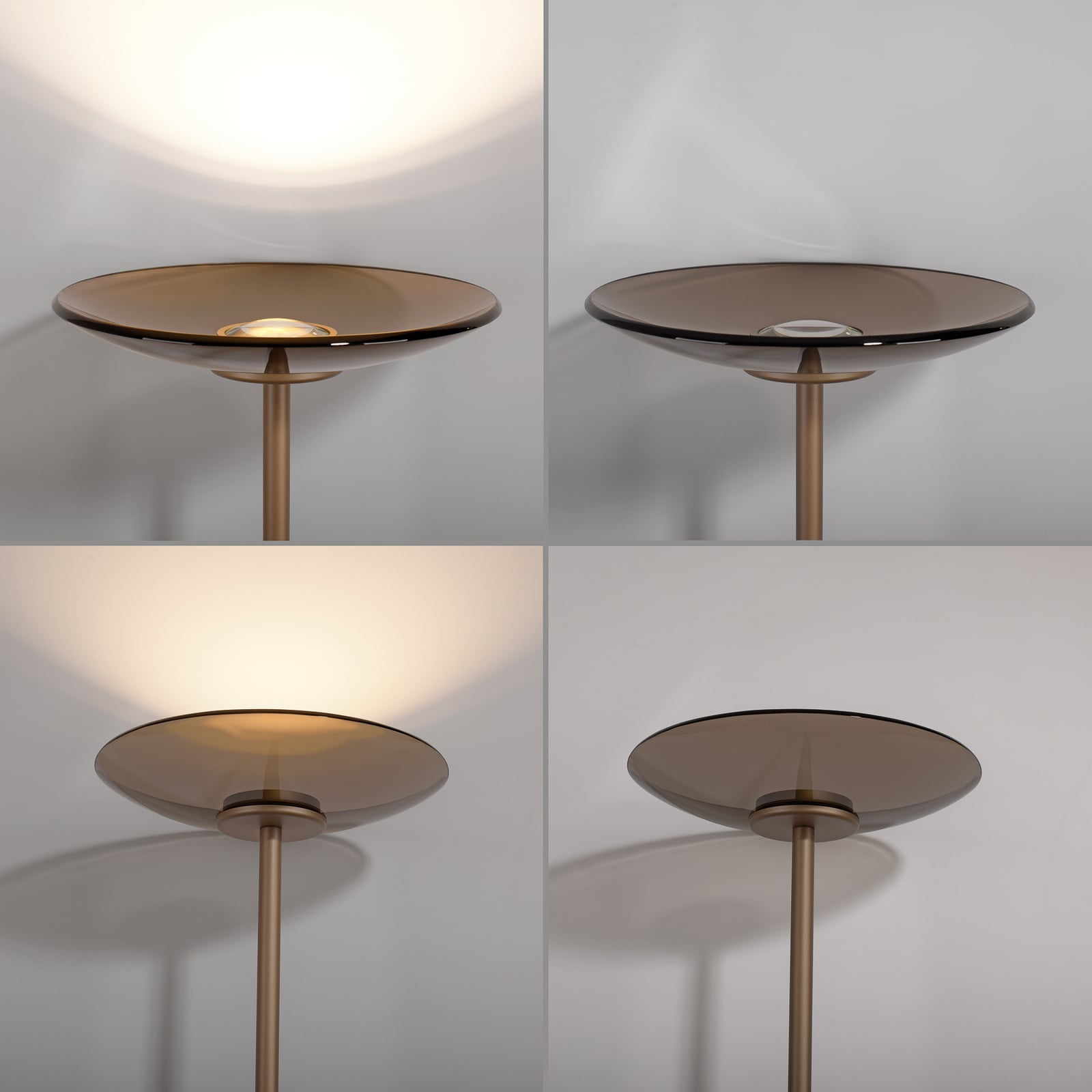 Moon LED-Stehleuchte, bronce, Amberglas (dunkel) - PURE