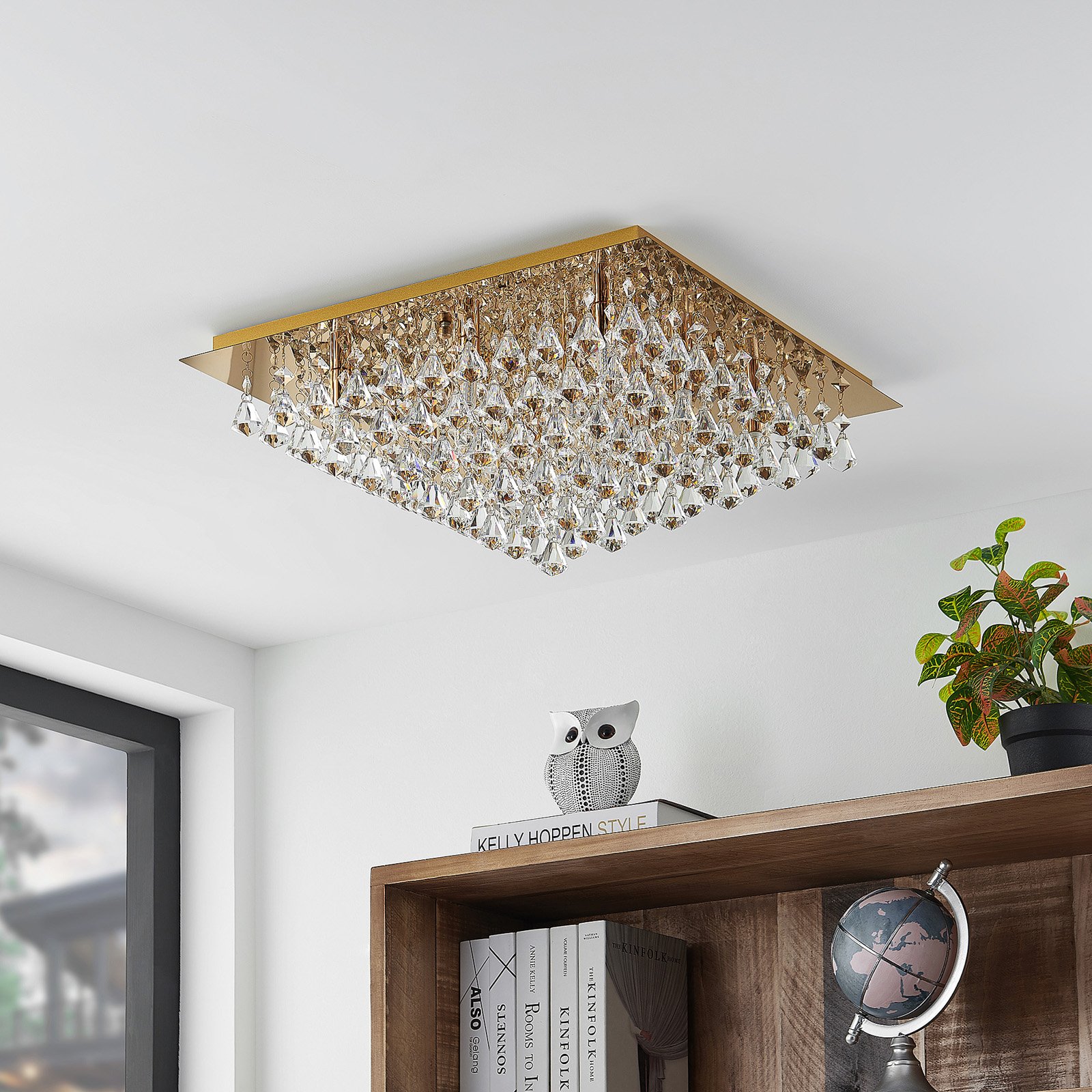 Lindby Rimedia lámpara de techo, oro, 55 cm