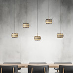 PURE LED-Hängelampe Falling Rings, bronze Länge 101 cm 5-fl.
