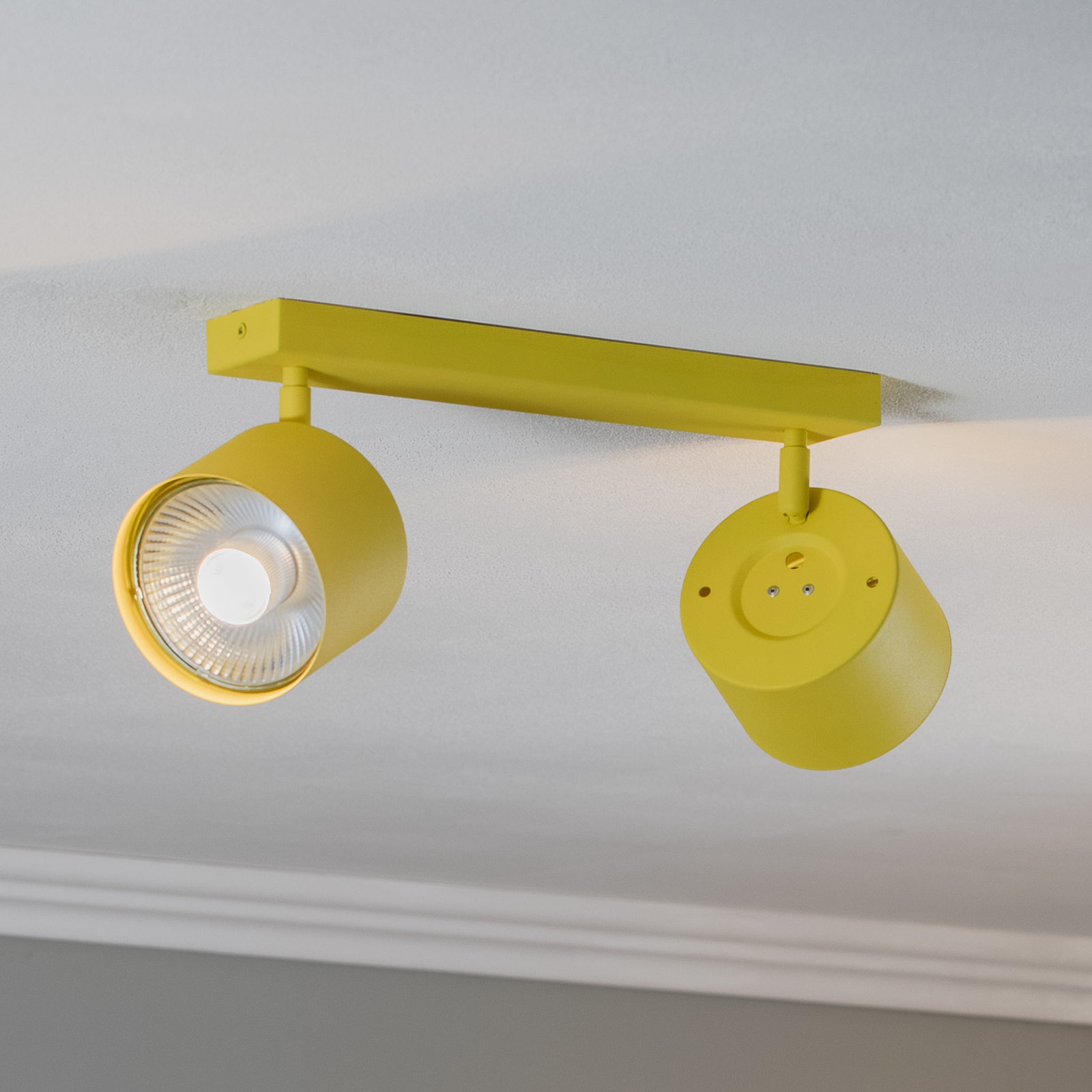 Spot pour plafond Chloe réglable à 2 lampes, jaune