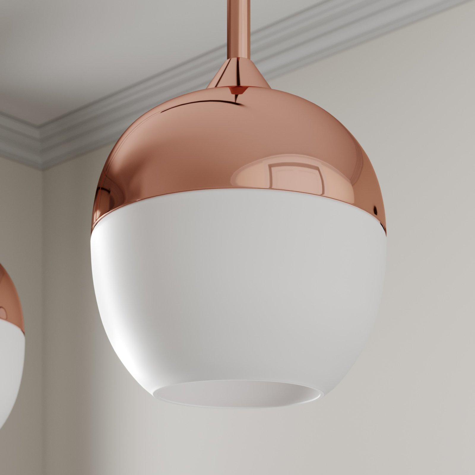 Lindby Pendellampe Rangina, 100 cm, kupfer, 3-flammig, Glas