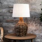 Stolní lampa Paglia, přírodní/bílá, ratan/juta, výška 58 cm