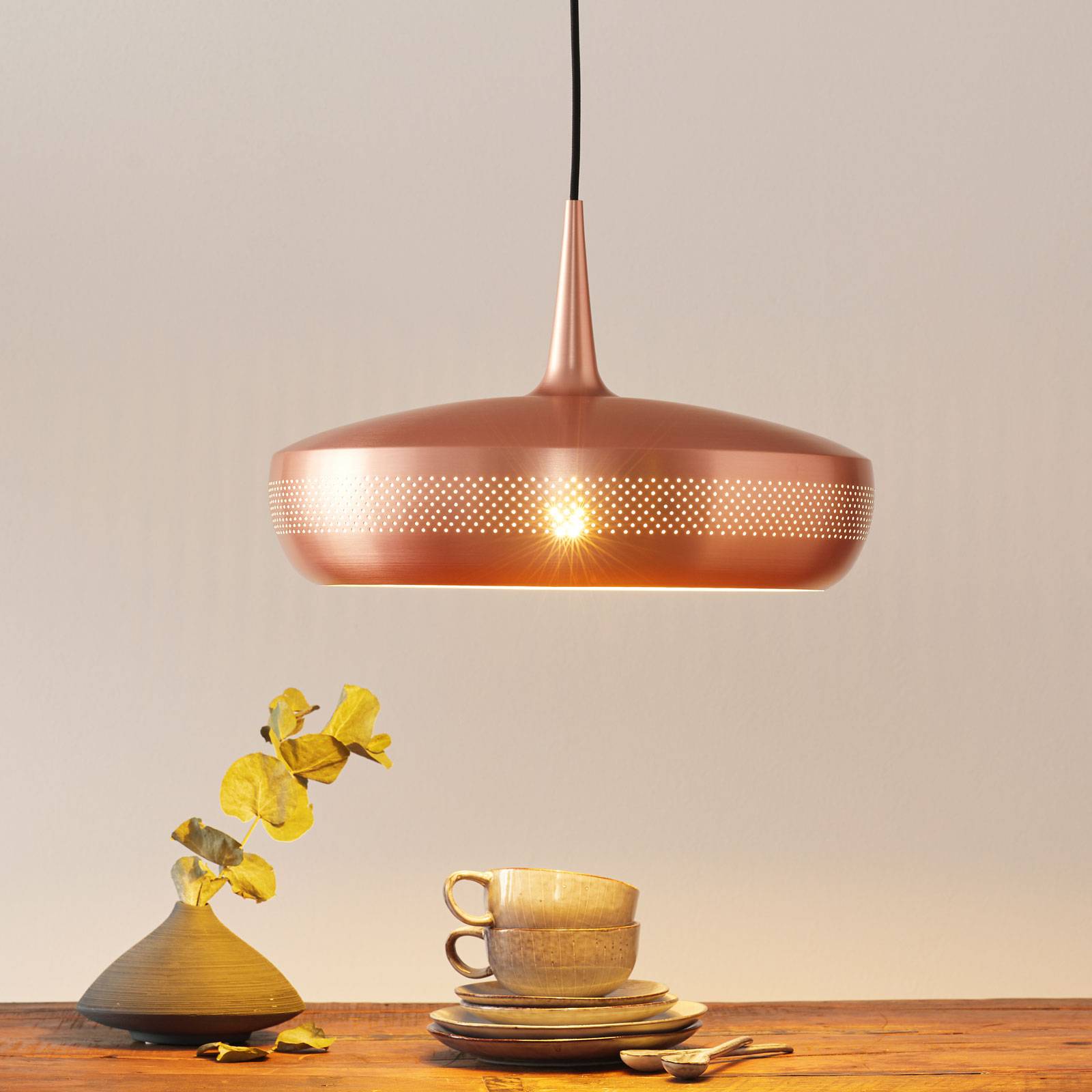 UMAGE Clava Dine hanging lamp, copper, for Living / Dining Room, aluminium, plastic, E27, 15 W, energy efficiency: A++, H: 28 cm