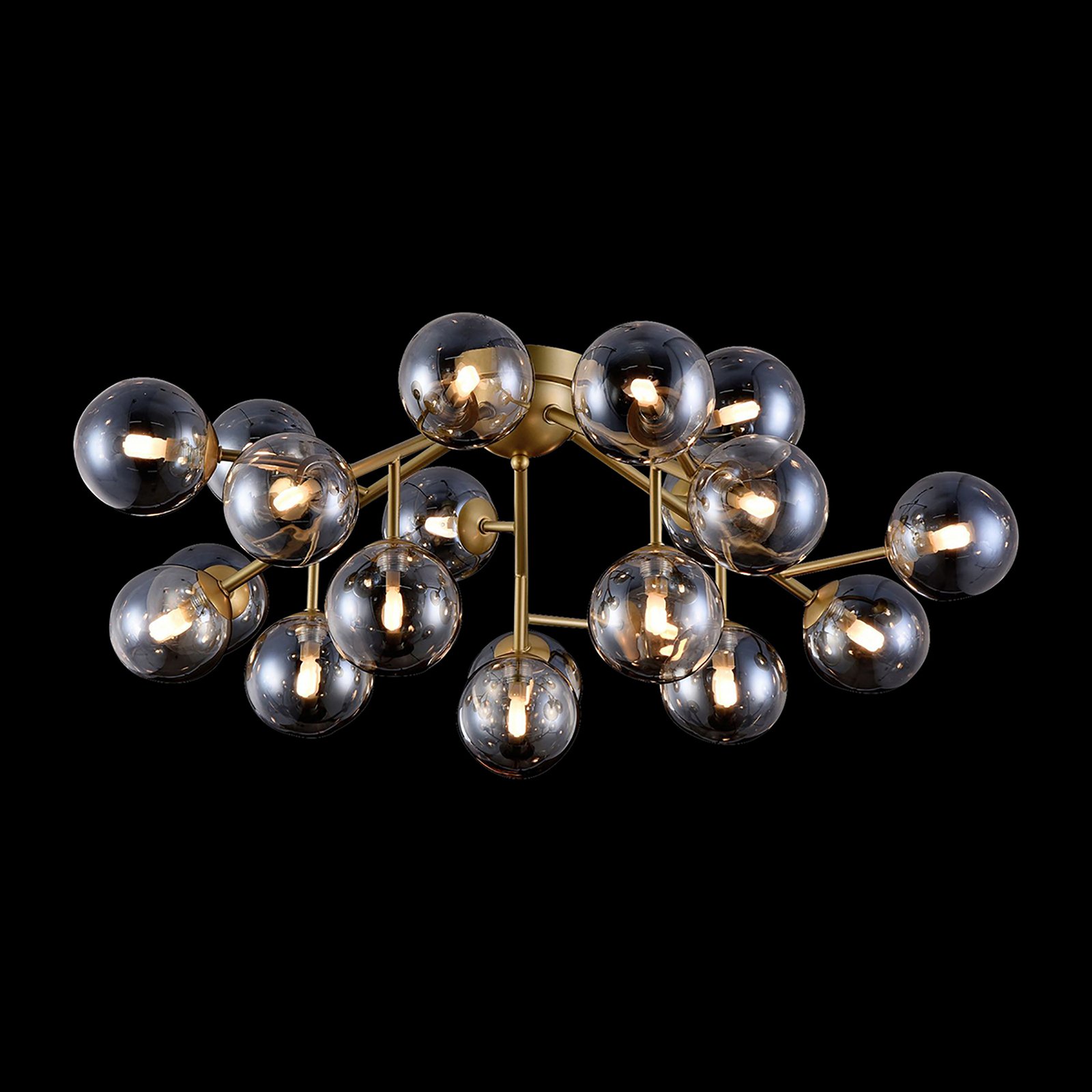 Maytoni Dallas plafondlamp, 20 glasbollen, goud