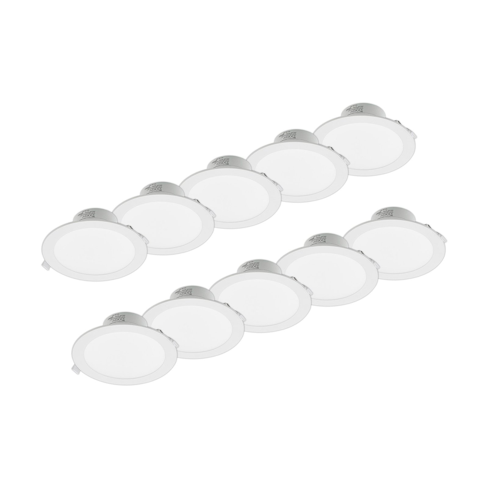 Prios LED recessed light Rida, 22.5cm, 25W, 10pcs, CCT, dimmable